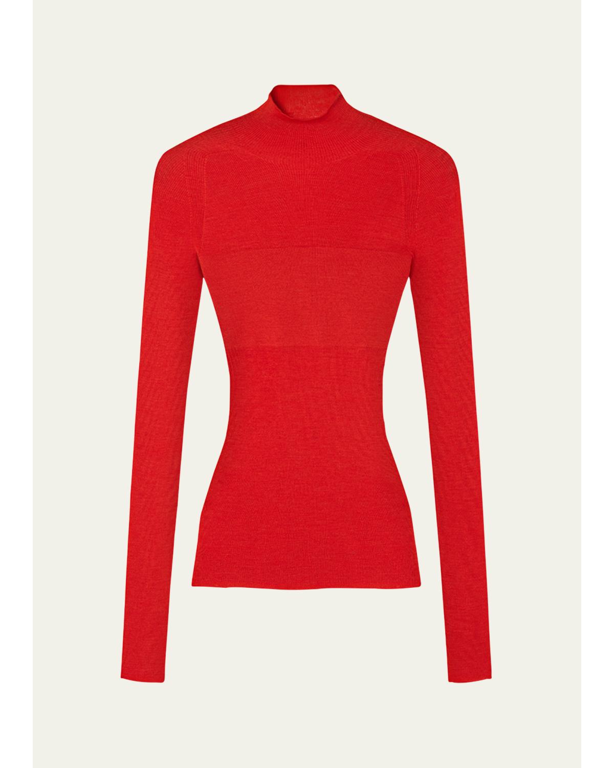 Ribbed Mock-Neck Sweater