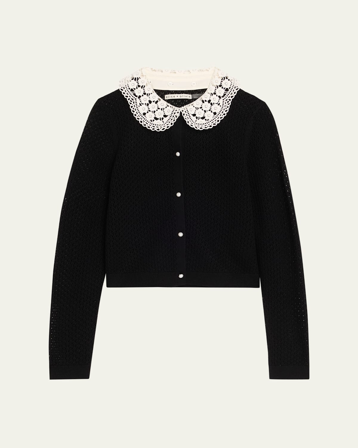 Alice And Olivia Carson Collared Cardigan In Black