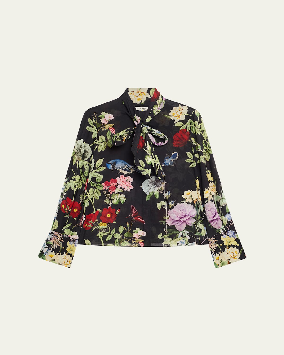 Lloyd Floral Slit-Sleeve Blouse