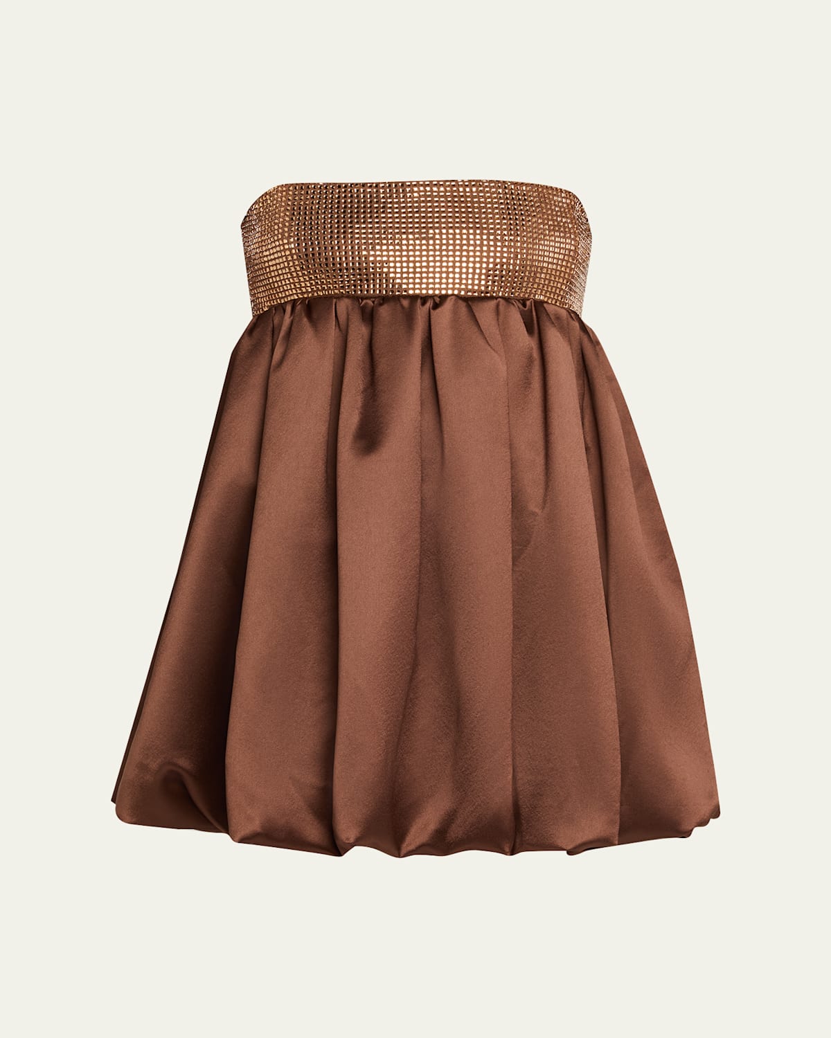 Retroféte Delfina Strapless Bubble Mini Dress In Brown
