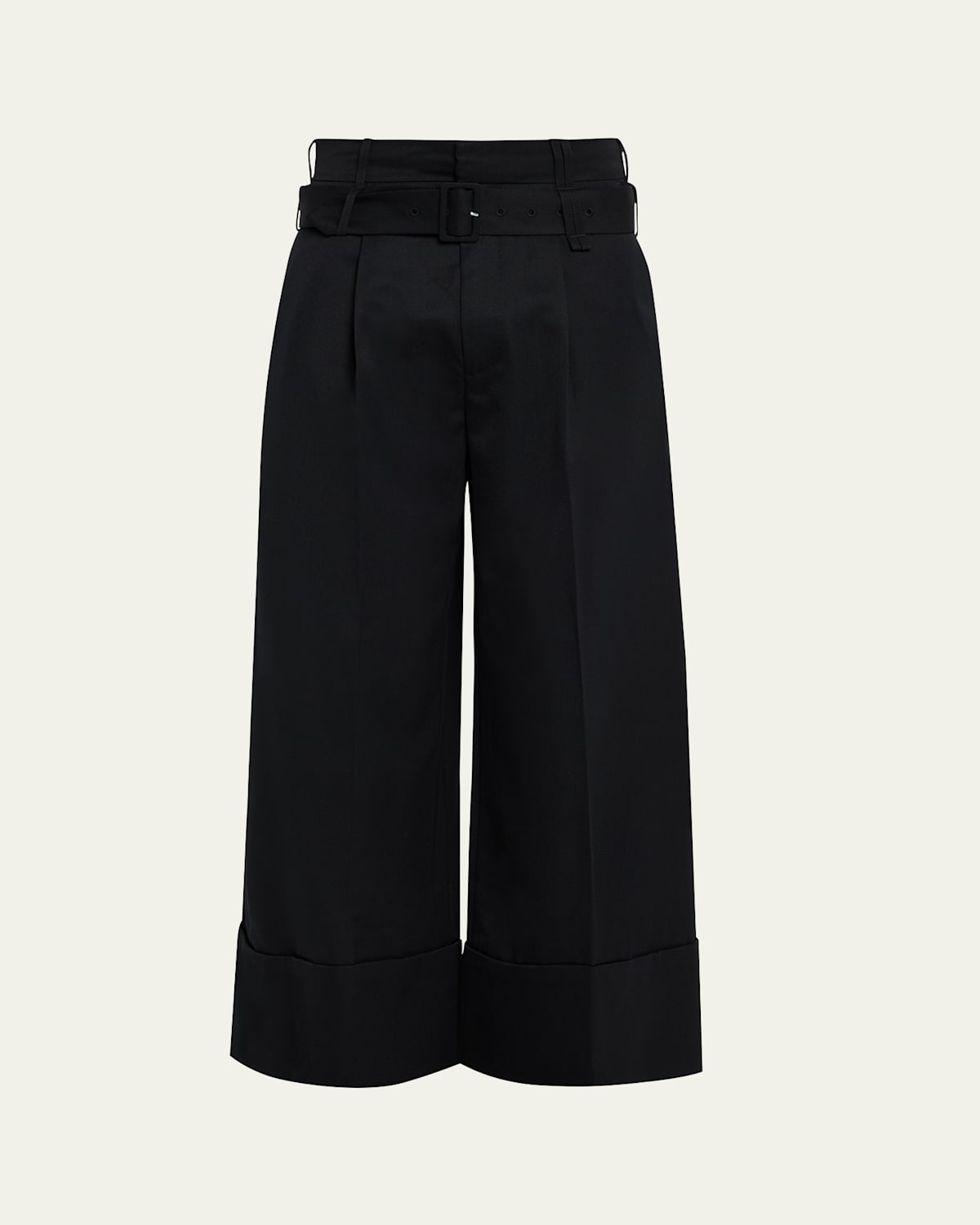Men's Cropped Wide-Leg Belted Trousers