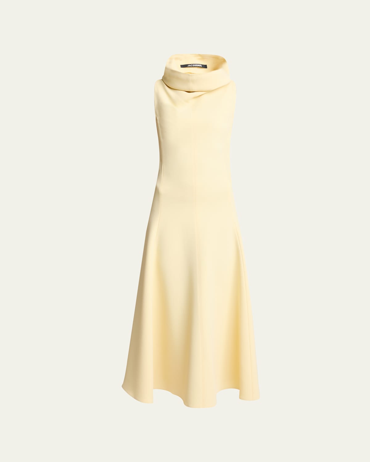 Jacquemus La Triangle Cowl-neck Sleeveless Ankle Dress In Yellow
