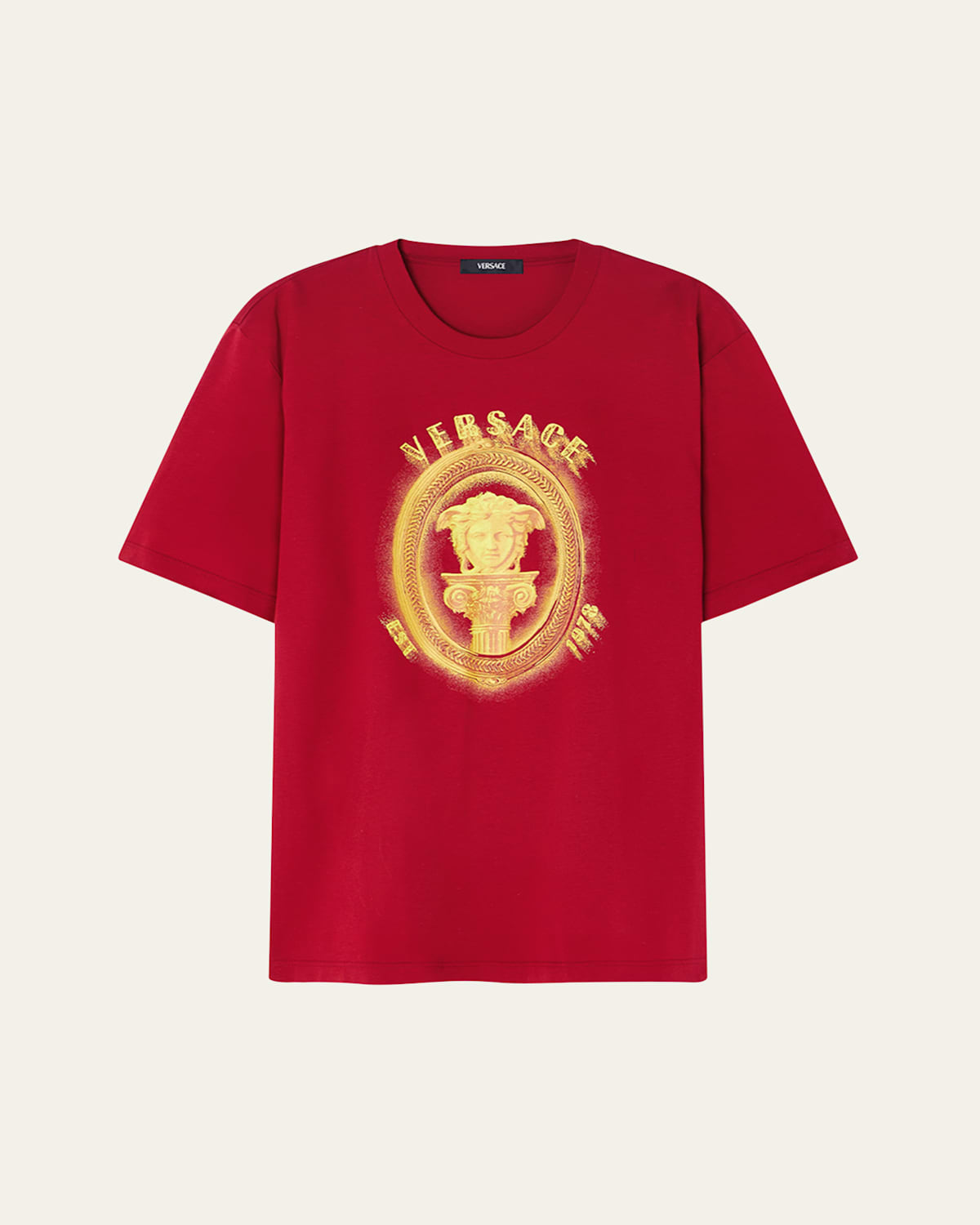 Versace Medusa Column T-shirt In Burgundy