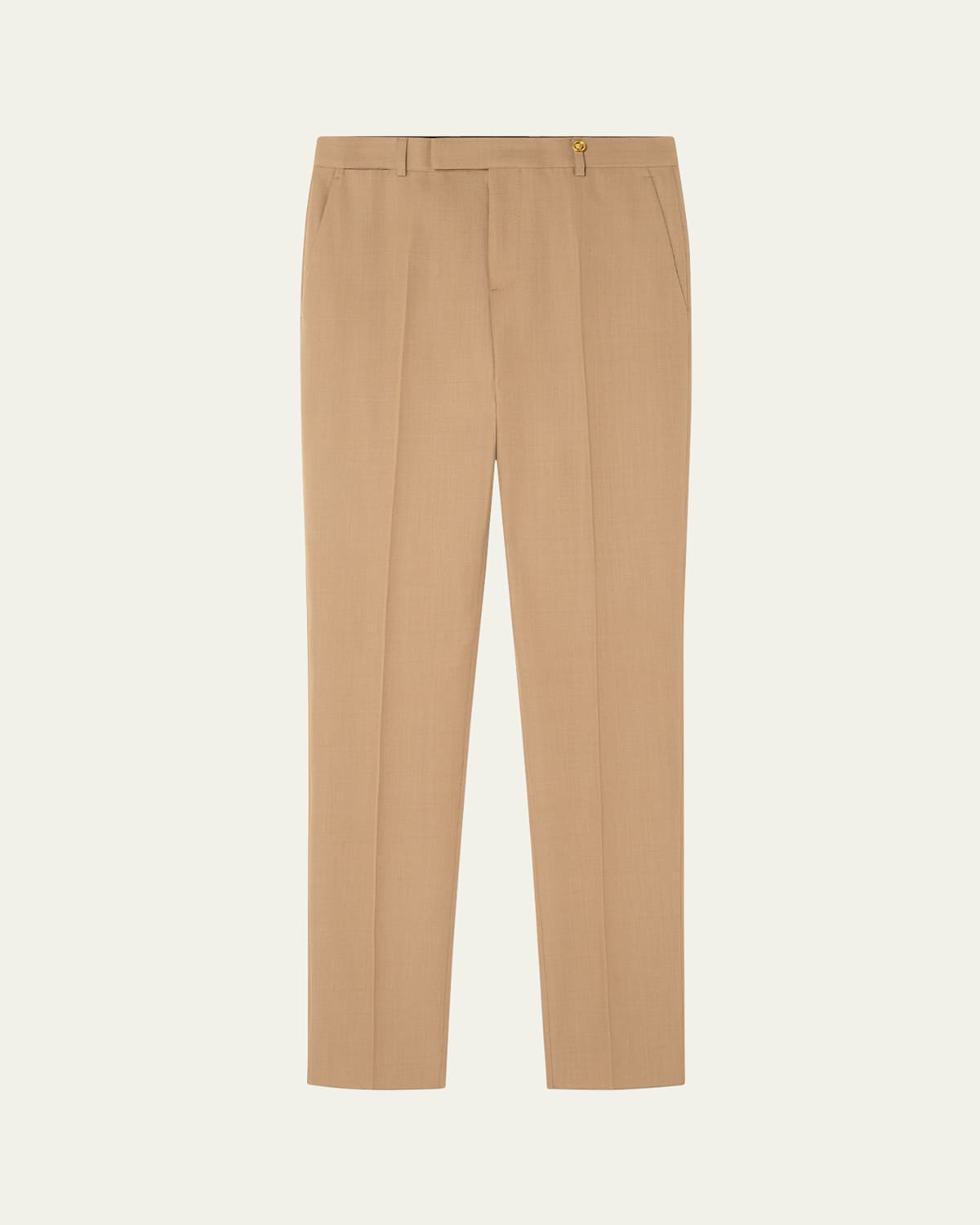 Versace Men's Wool Melange Slim Flat-front Trousers In Brown