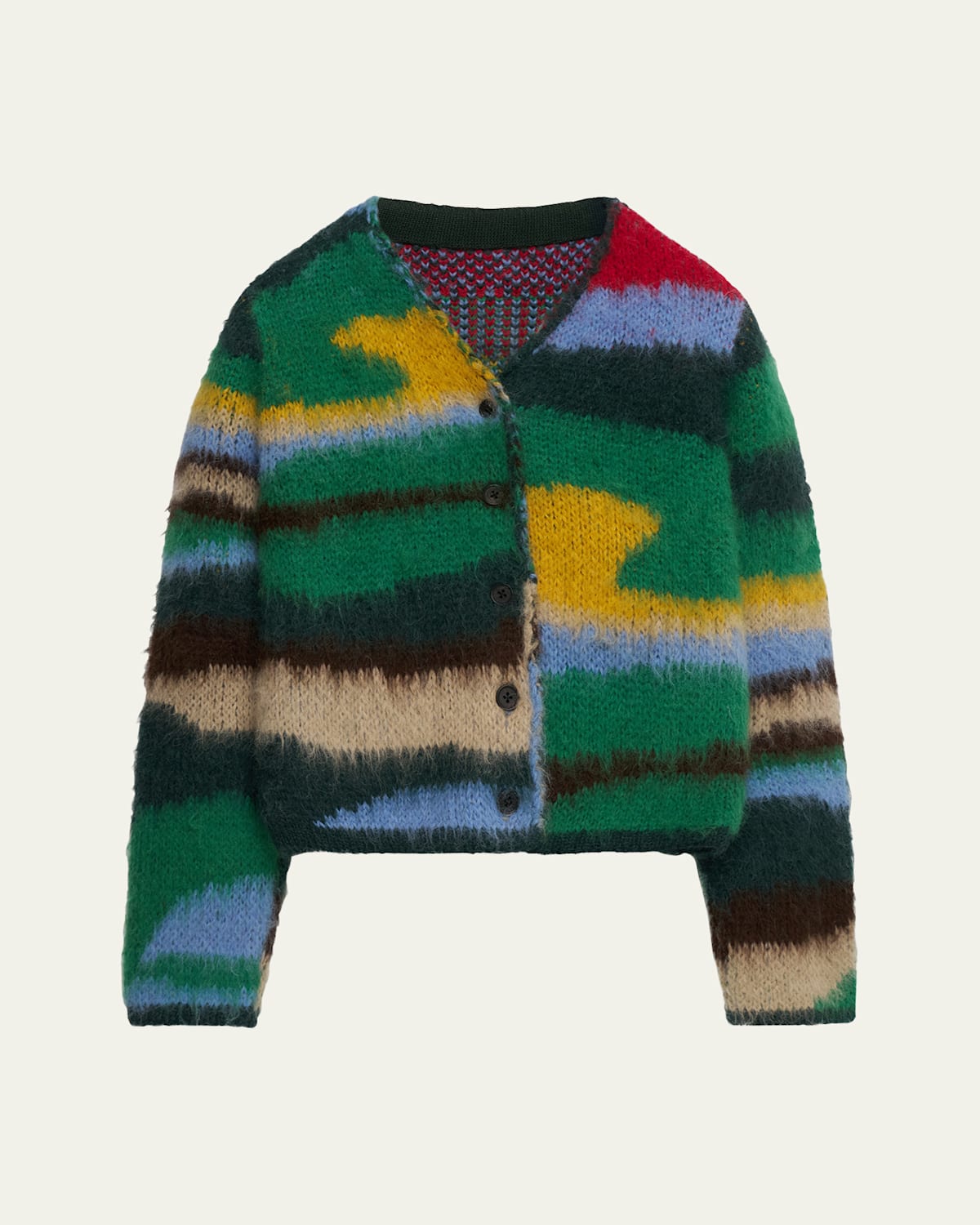 The Elder Statesman Alpaca And Wool Cardigan In Green