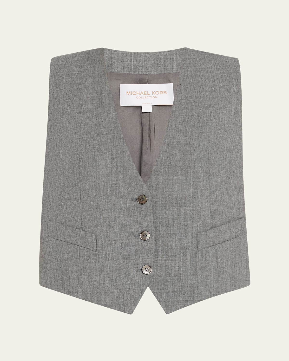 Michael Kors Single-breasted Wool-stretch Crop Vest In Multi