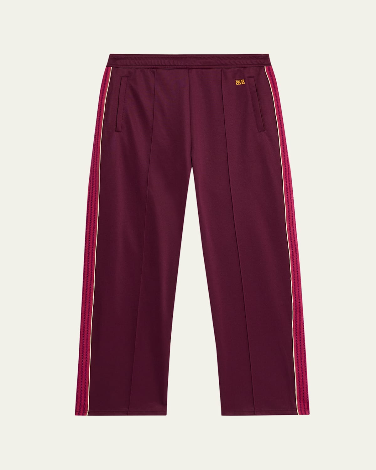 Wales Bonner Panelled Satin-jersey Track Pants In Burgundy