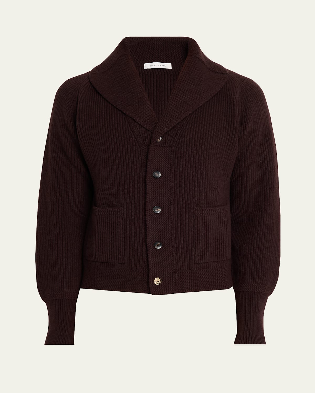 Wales Bonner Men's The Solace Merino Wool Rib-knit Cardigan In Brown