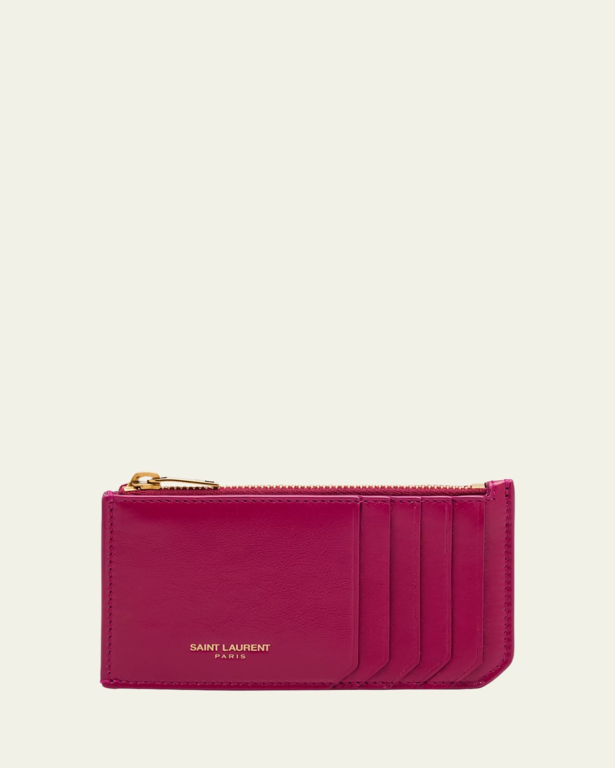 Saint Laurent Fragments Card Case In Leather In Pink