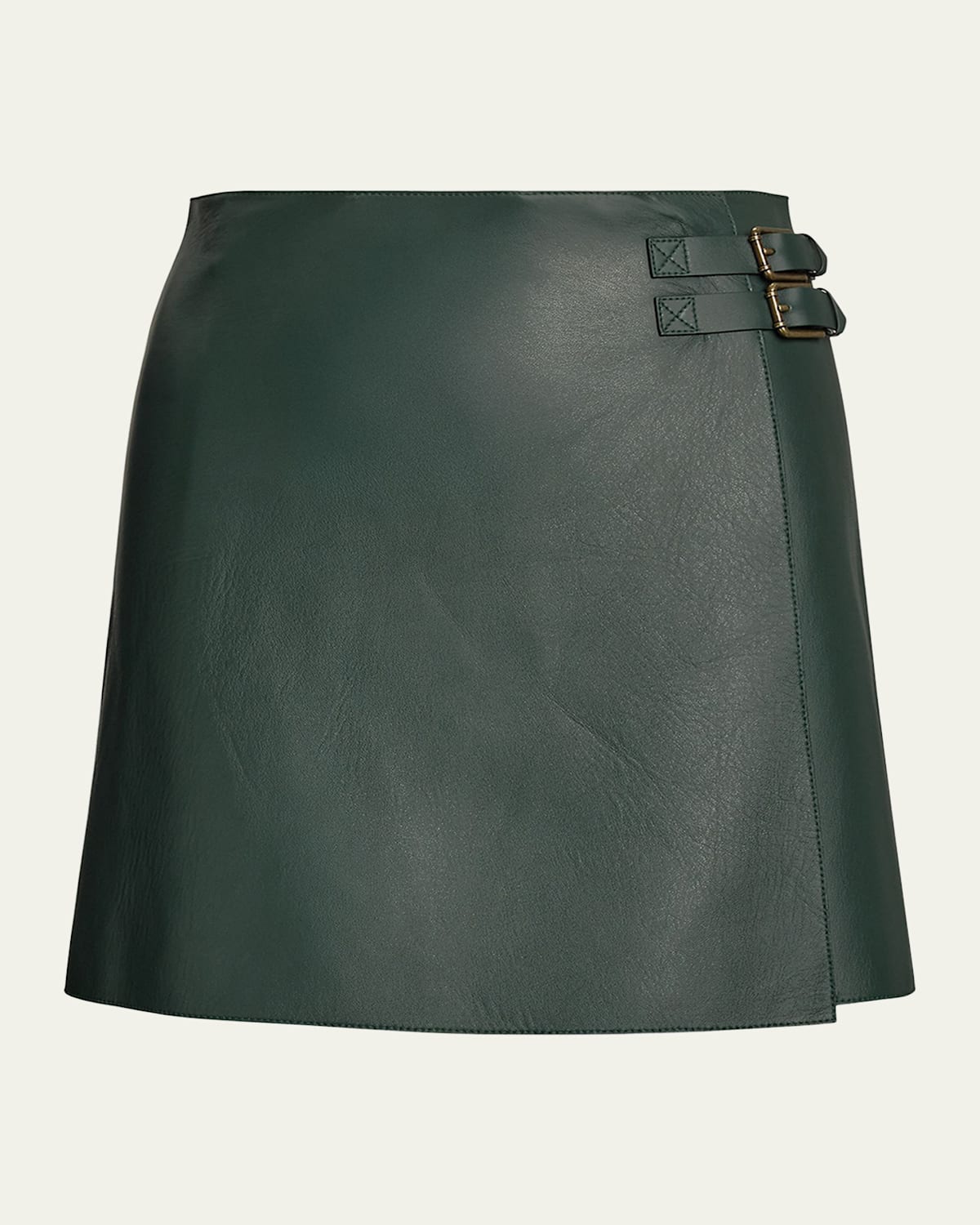 Ralph Lauren Kyler Belted Leather Skirt In Green