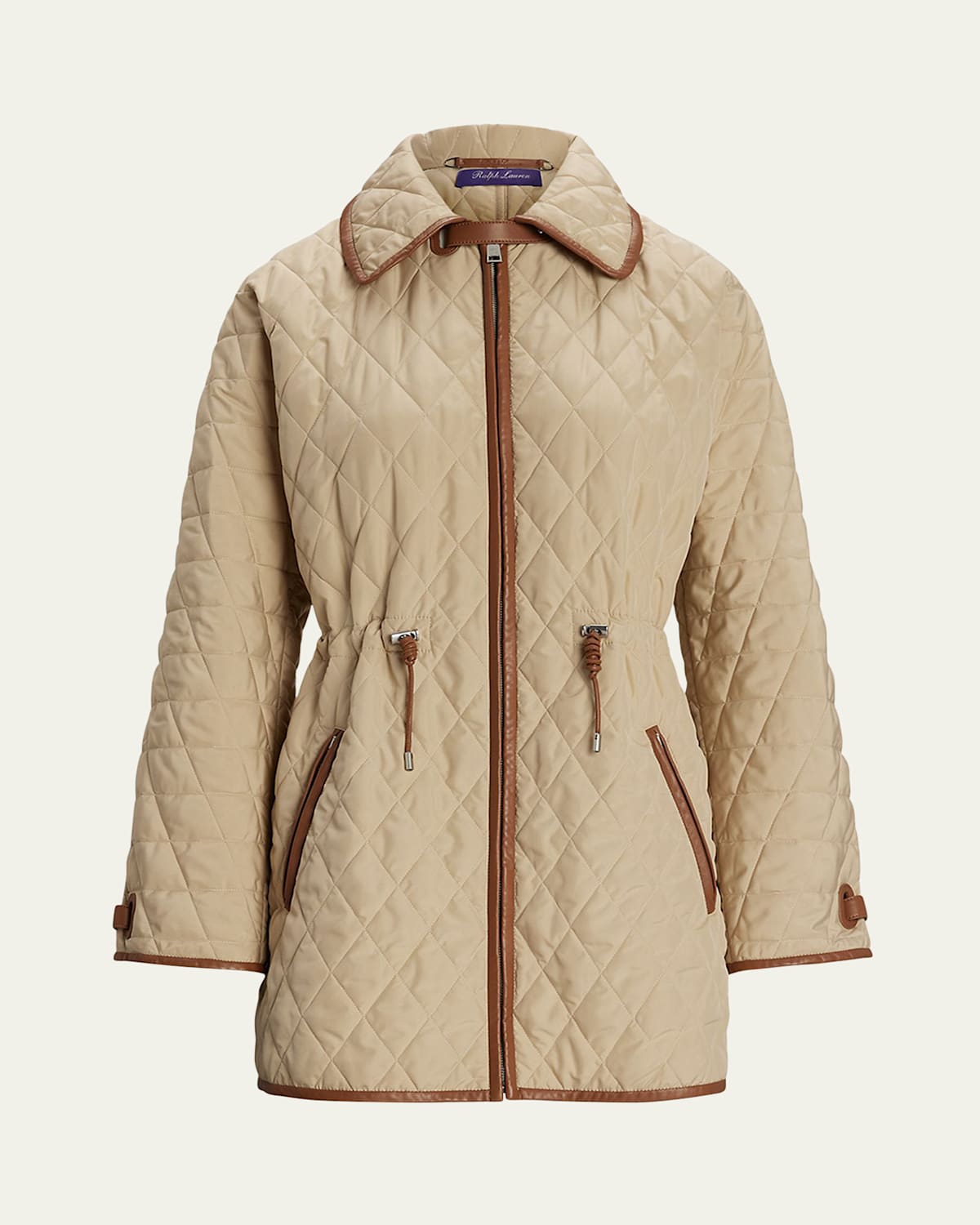 Ralph Lauren Saundra Quilted Drawstring Coat In Brown