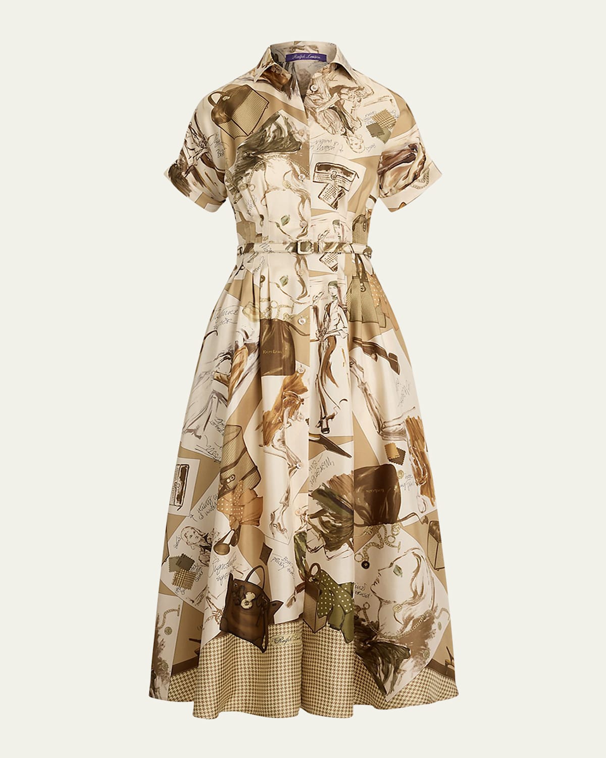 Ralph Lauren Donatella Multi Diary Of A Collection Silk Shirtdress In Brown