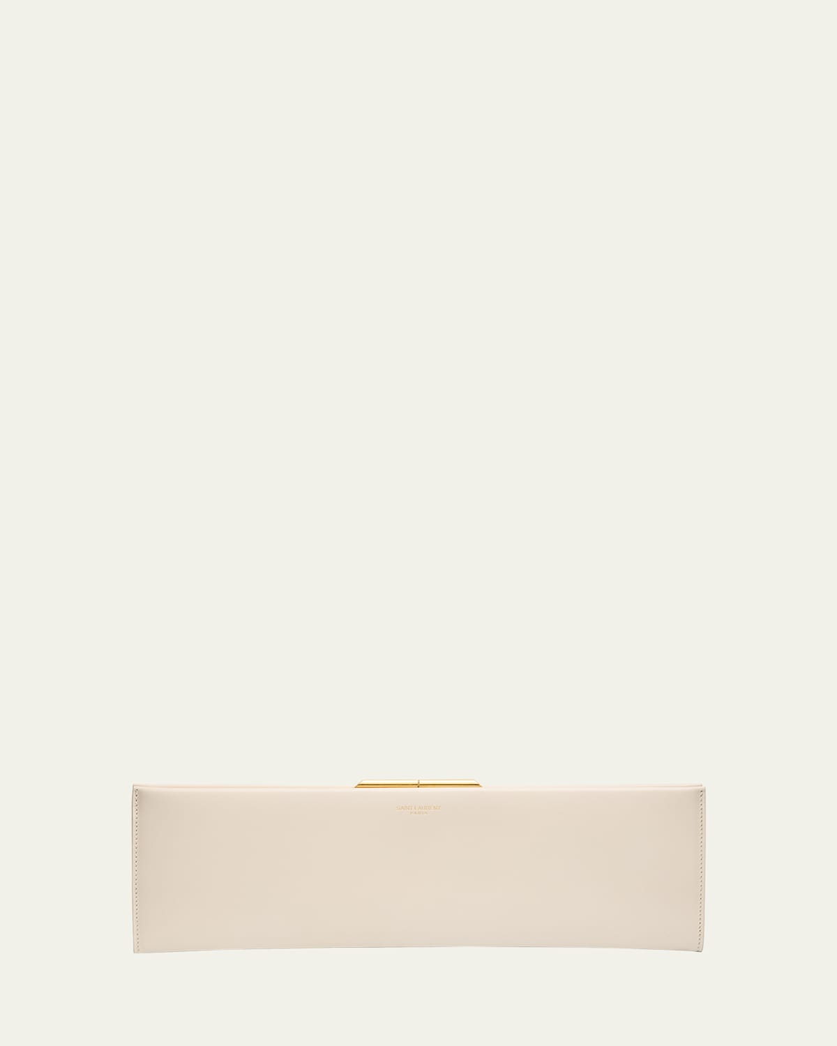 Saint Laurent Midnight Large Pochette Clutch Bag In Leather In White