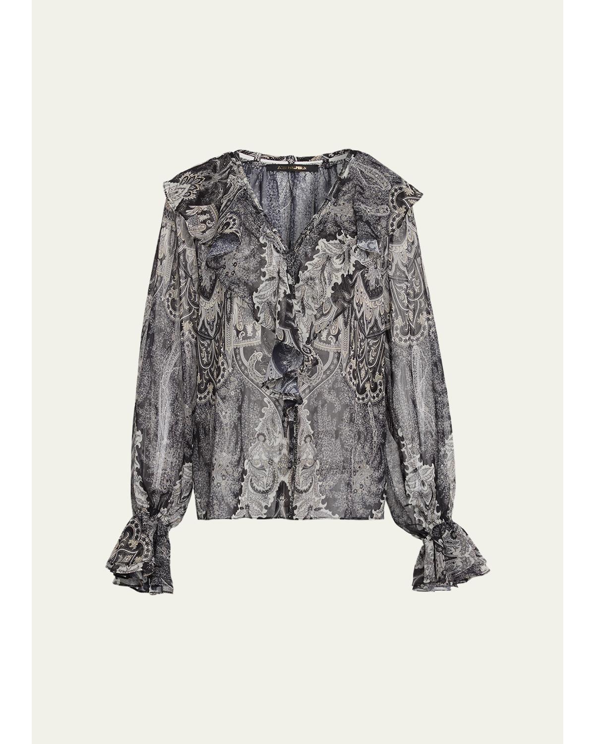 Locke Ruffle Tie-Neck Blouse
