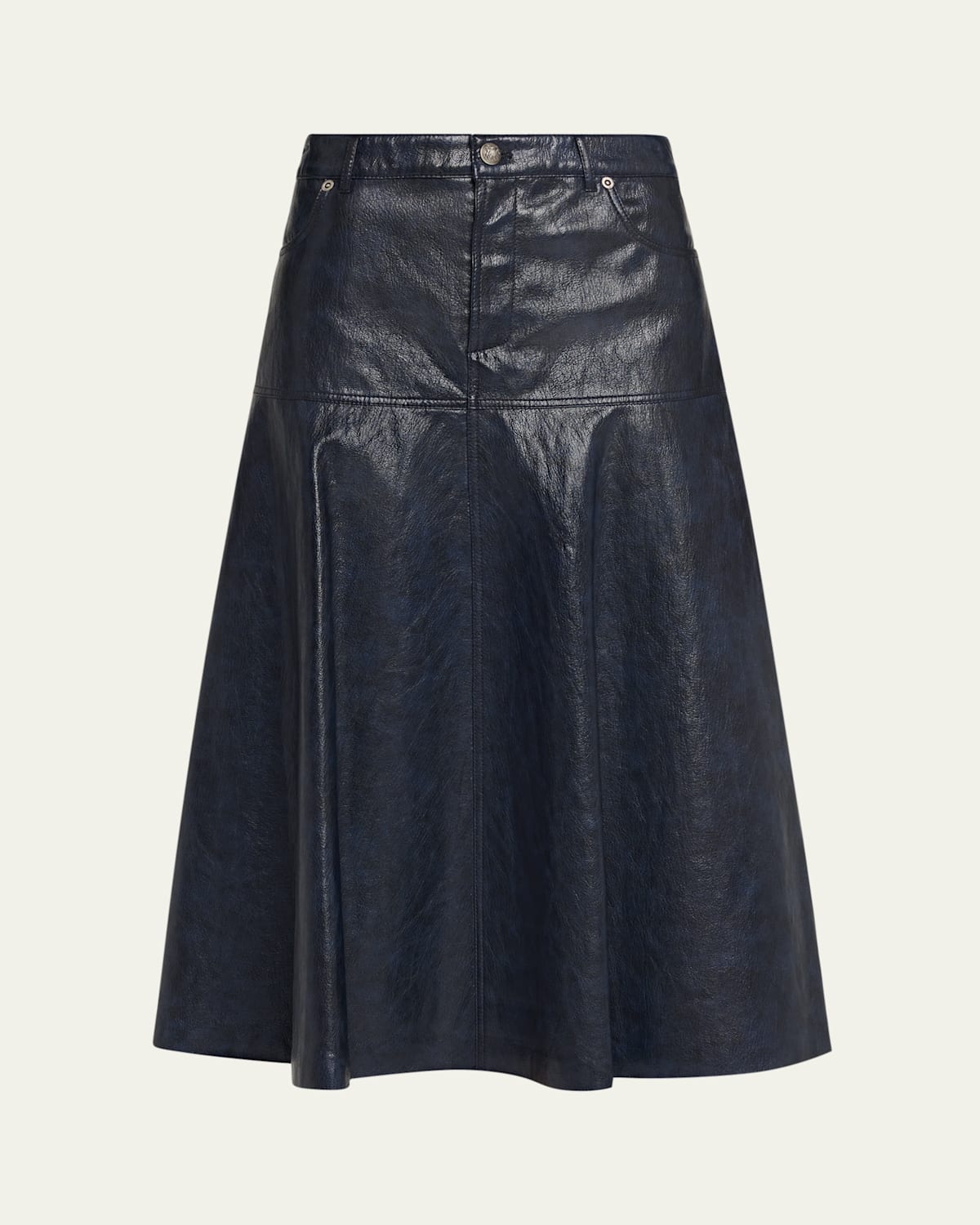Kobi Halperin Rhea Circle-cut Faux Leather Midi Skirt In Black