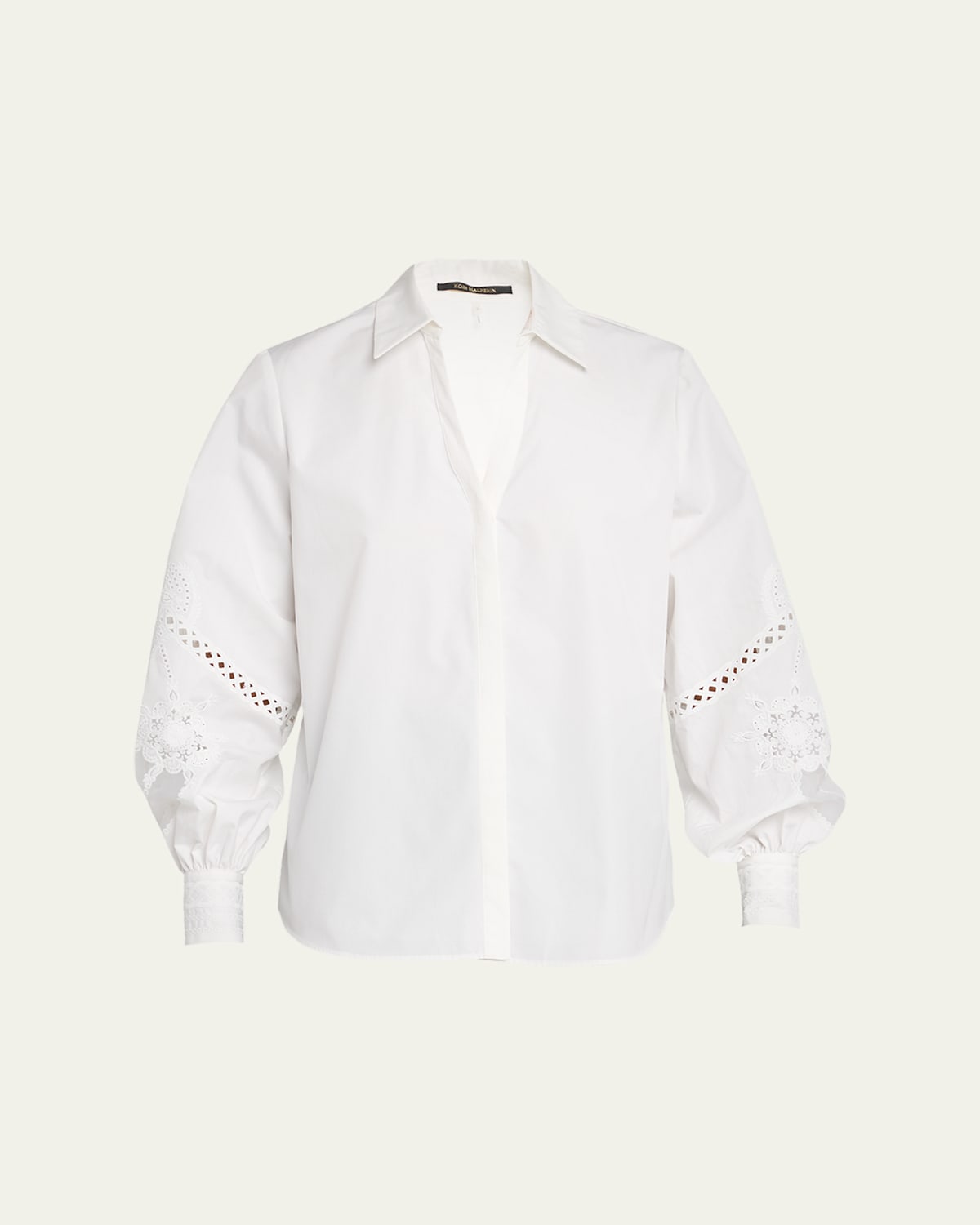 Kobi Halperin Calla Embroidered Blouson-sleeve Blouse In White