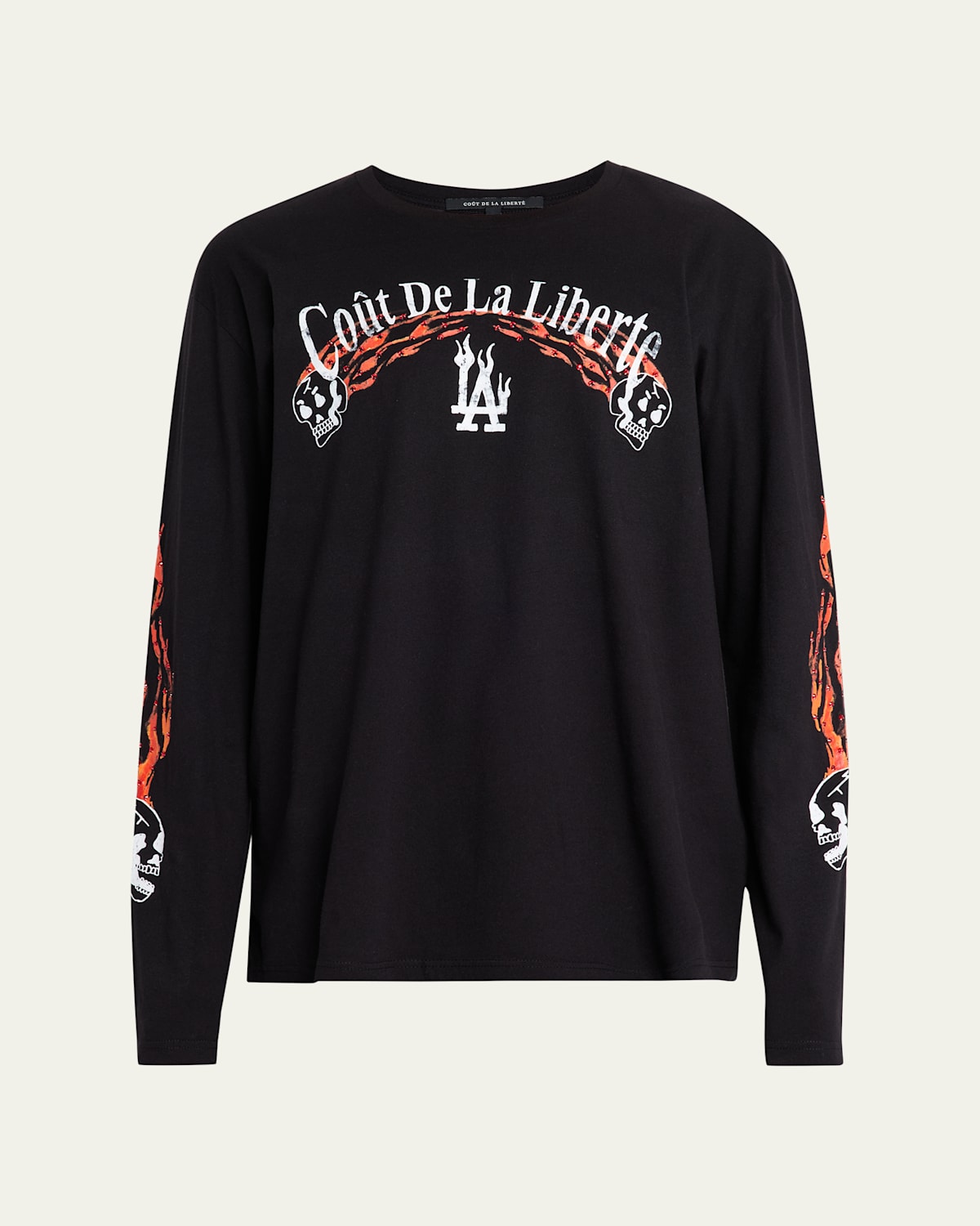 Cout De La Liberte Men's Crystal Flame And Skull Long-sleeve T-shirt In Black