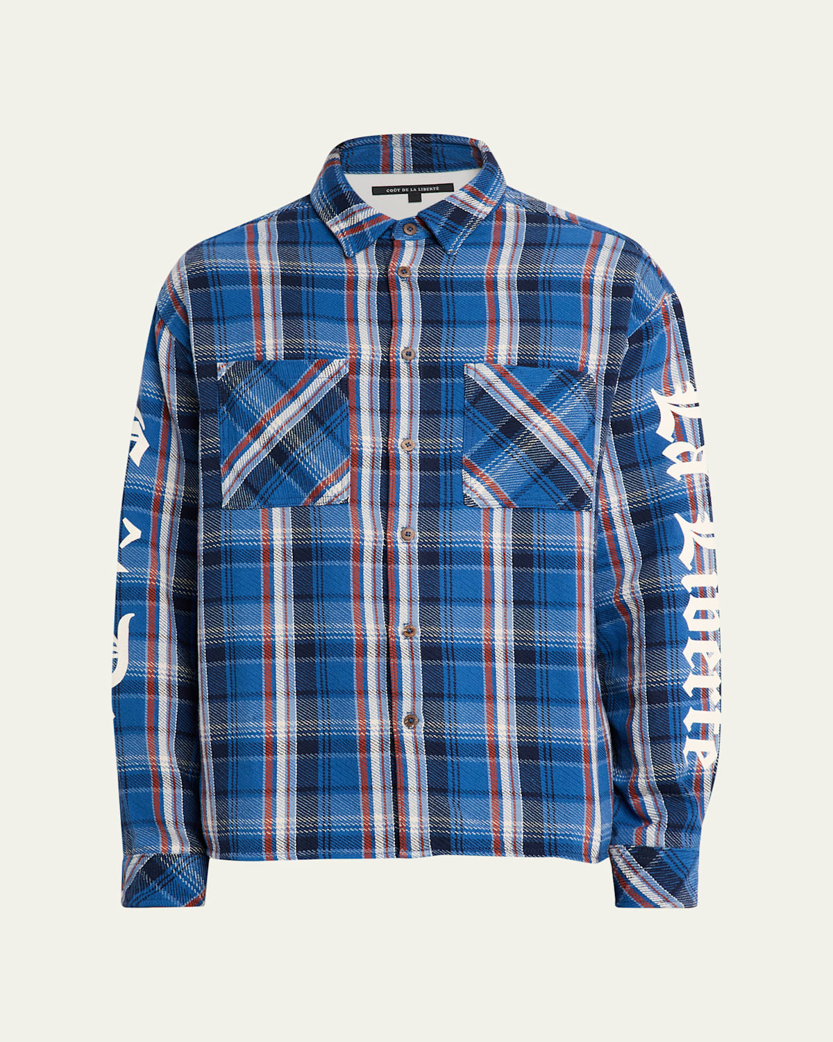 Cout De La Liberte Men's Plaid Flannel Oversized Button-down Shirt In Blue