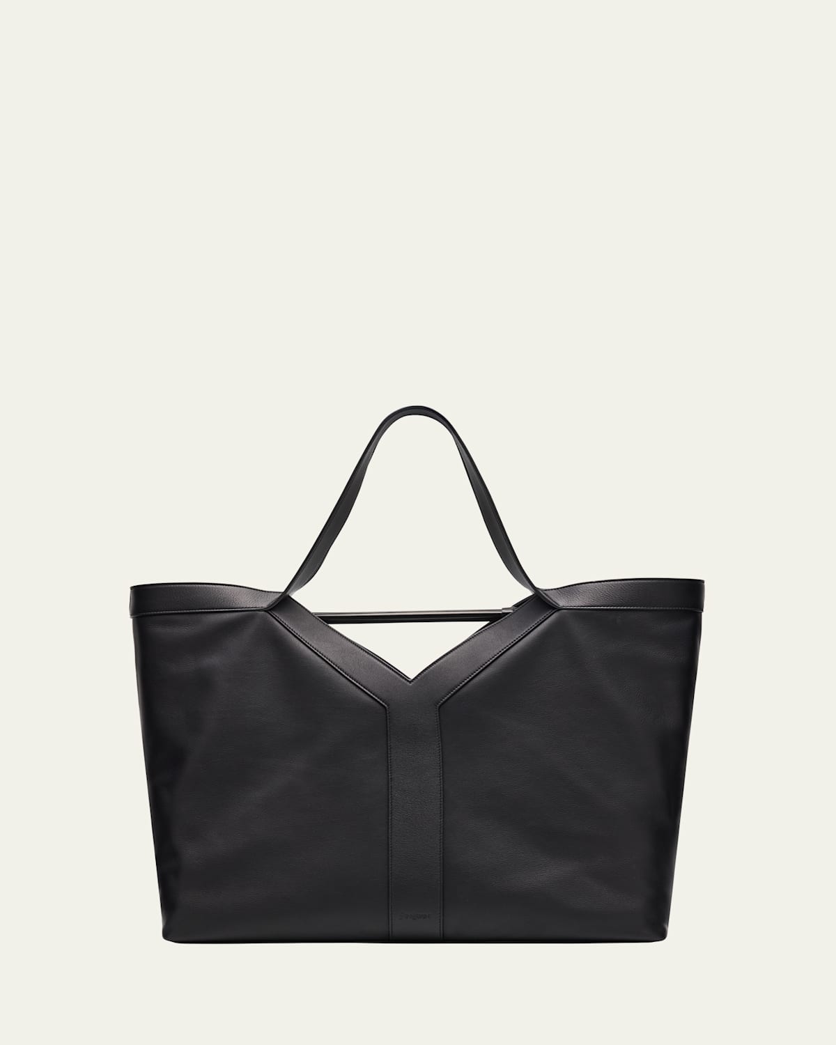 Saint Laurent Men's Giant Y Grainy Leather Tote Bag In Black