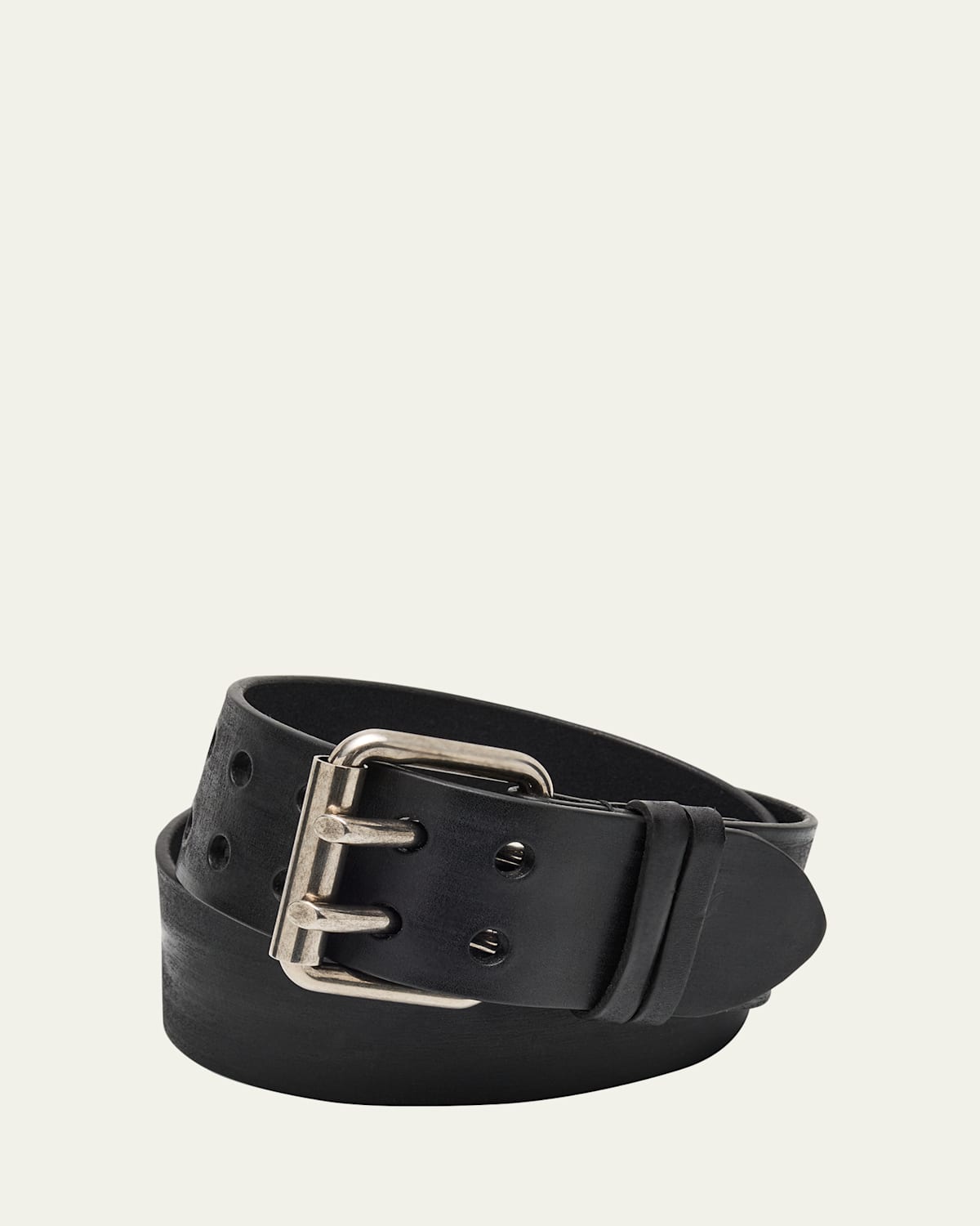 Saint Laurent Men's Leather Double-Pin Buckle Belt | Thumbnail 4