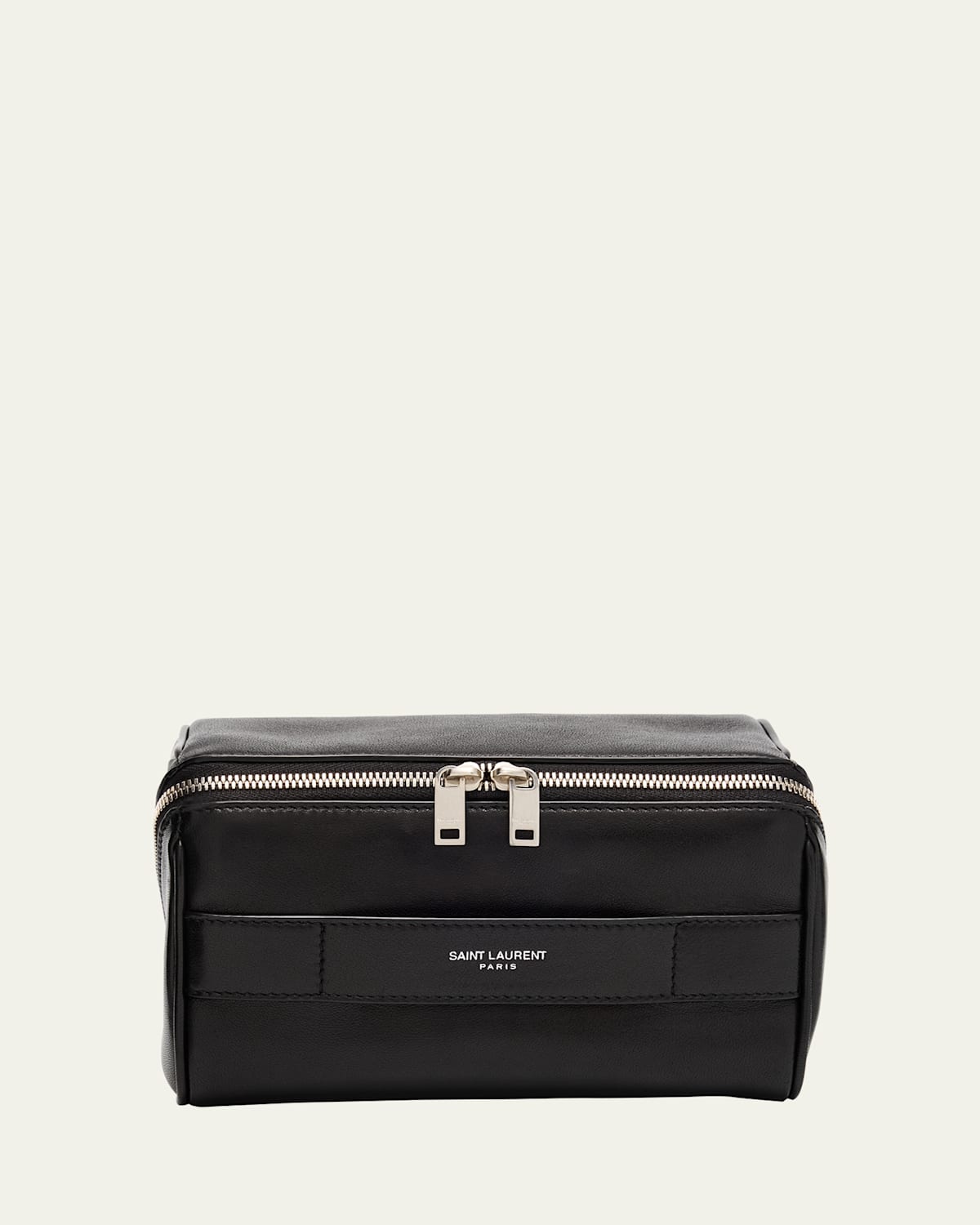 Saint Laurent Men's Small Cube Trousse Leather Toiletry Case In Black