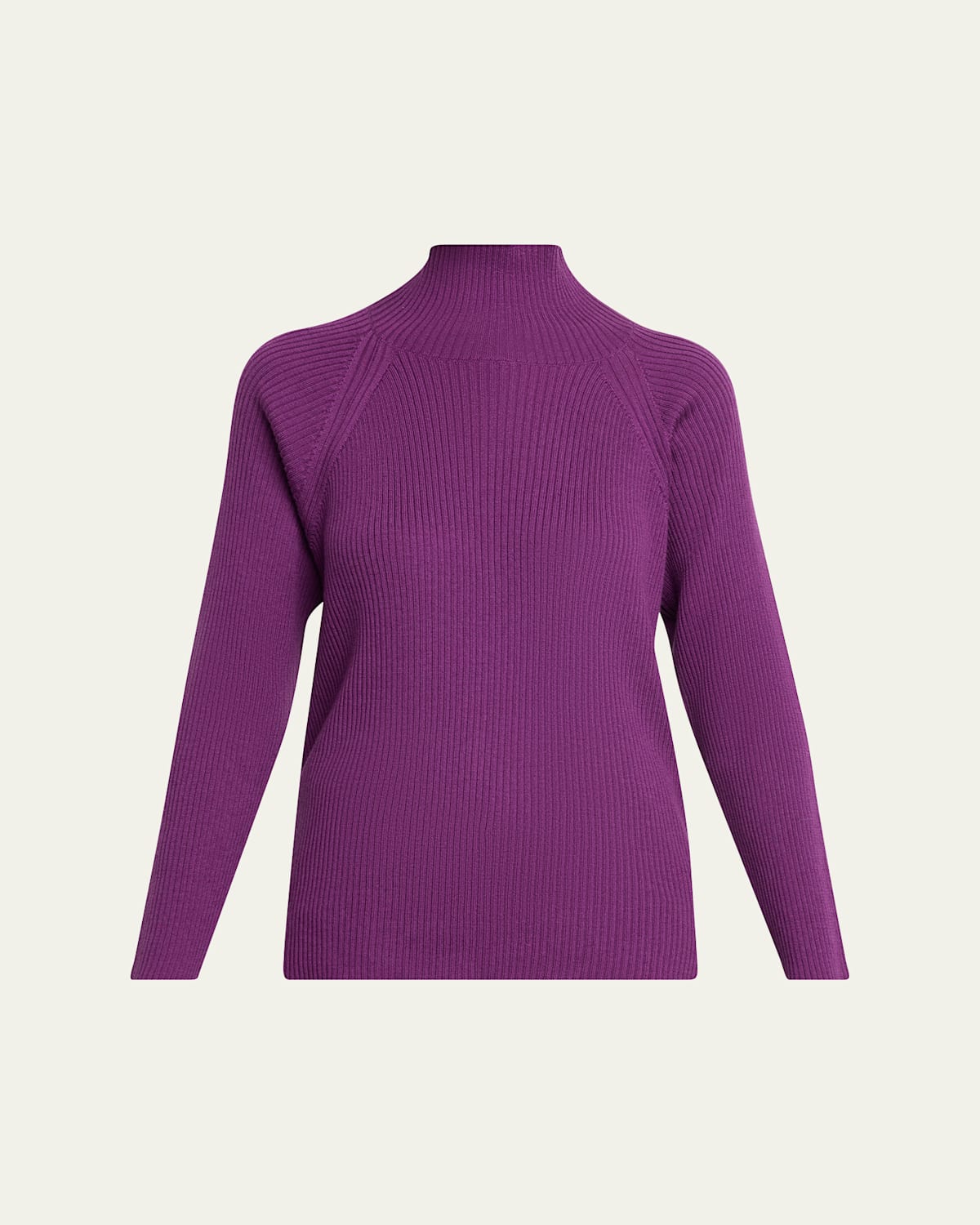 Eileen Fisher Ribbed Merino Wool Turtleneck Sweater In Purple