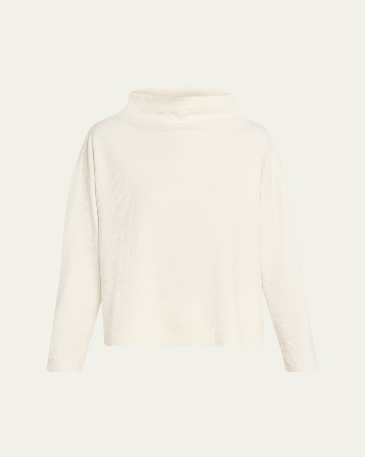 Eileen Fisher Missy Waffle-knit Funnel-neck Sweater In Neutral