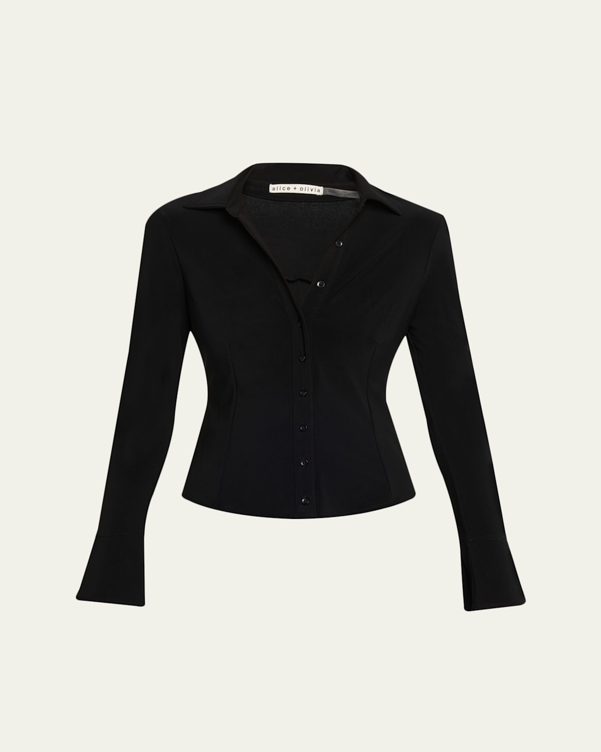 Alice And Olivia Freya Fitted Button-front Top In Black