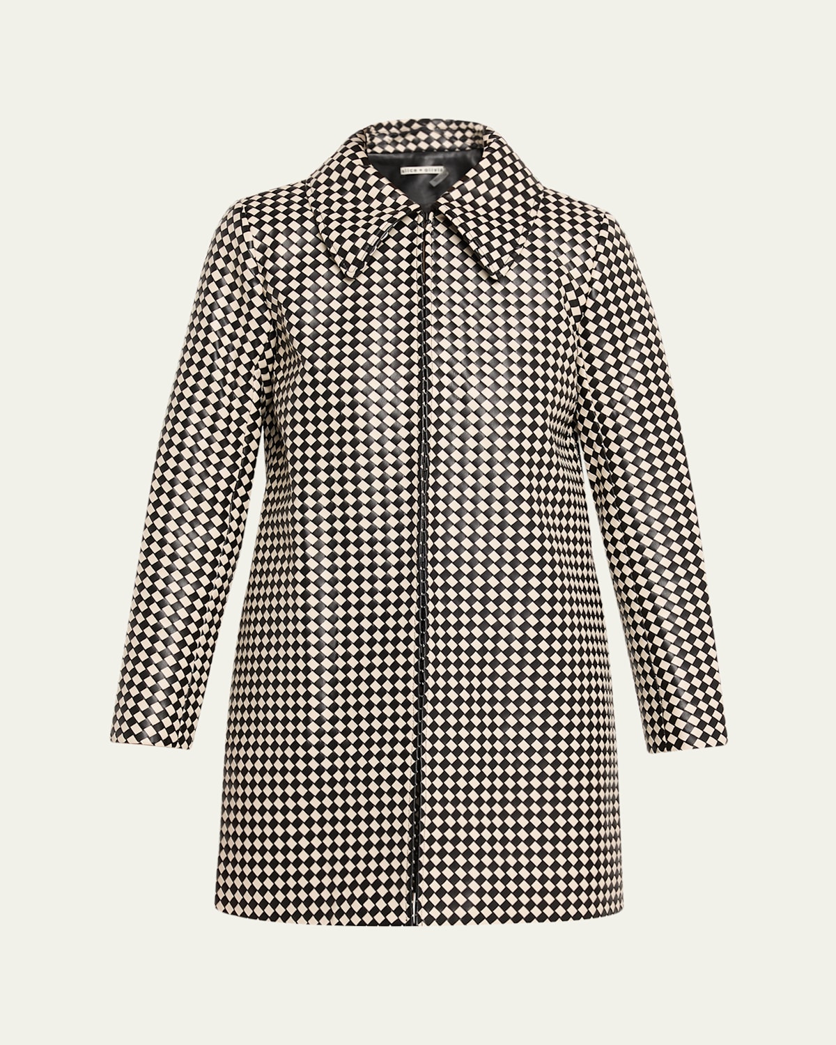 Alice And Olivia Logan Woven Vegan Leather Jacket In Gray