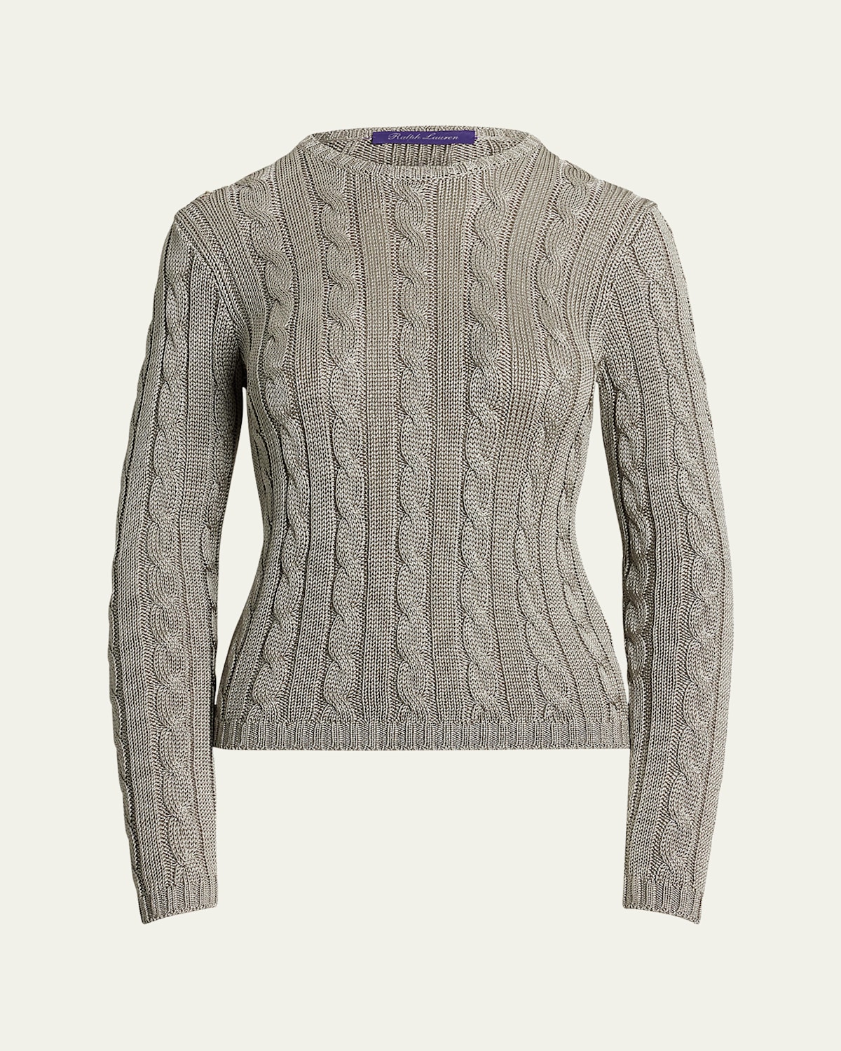 Ralph Lauren Cable Knit Crewneck Sweater In Gray