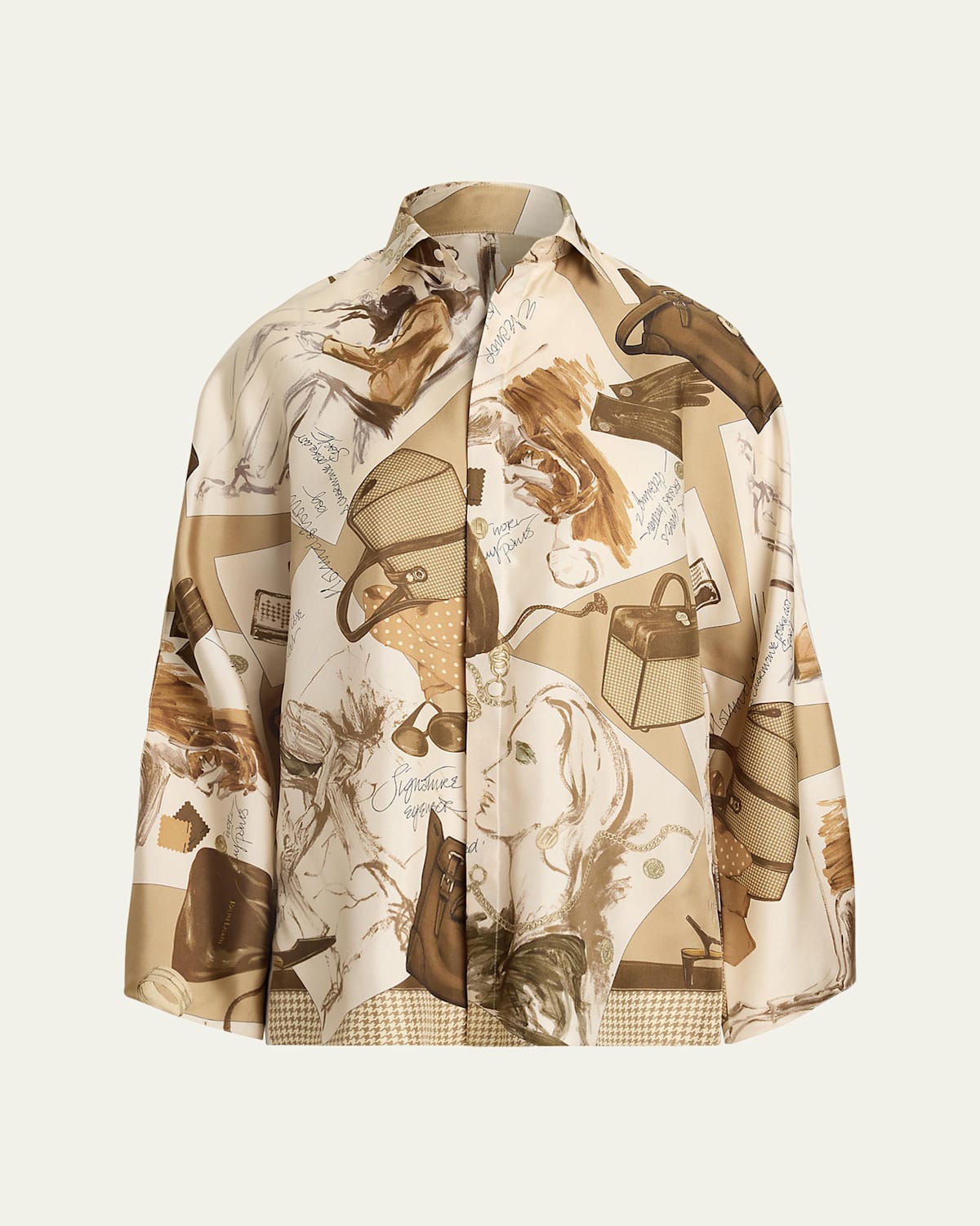 Ralph Lauren Karen Diary-print Silk Twill Blouse In Green