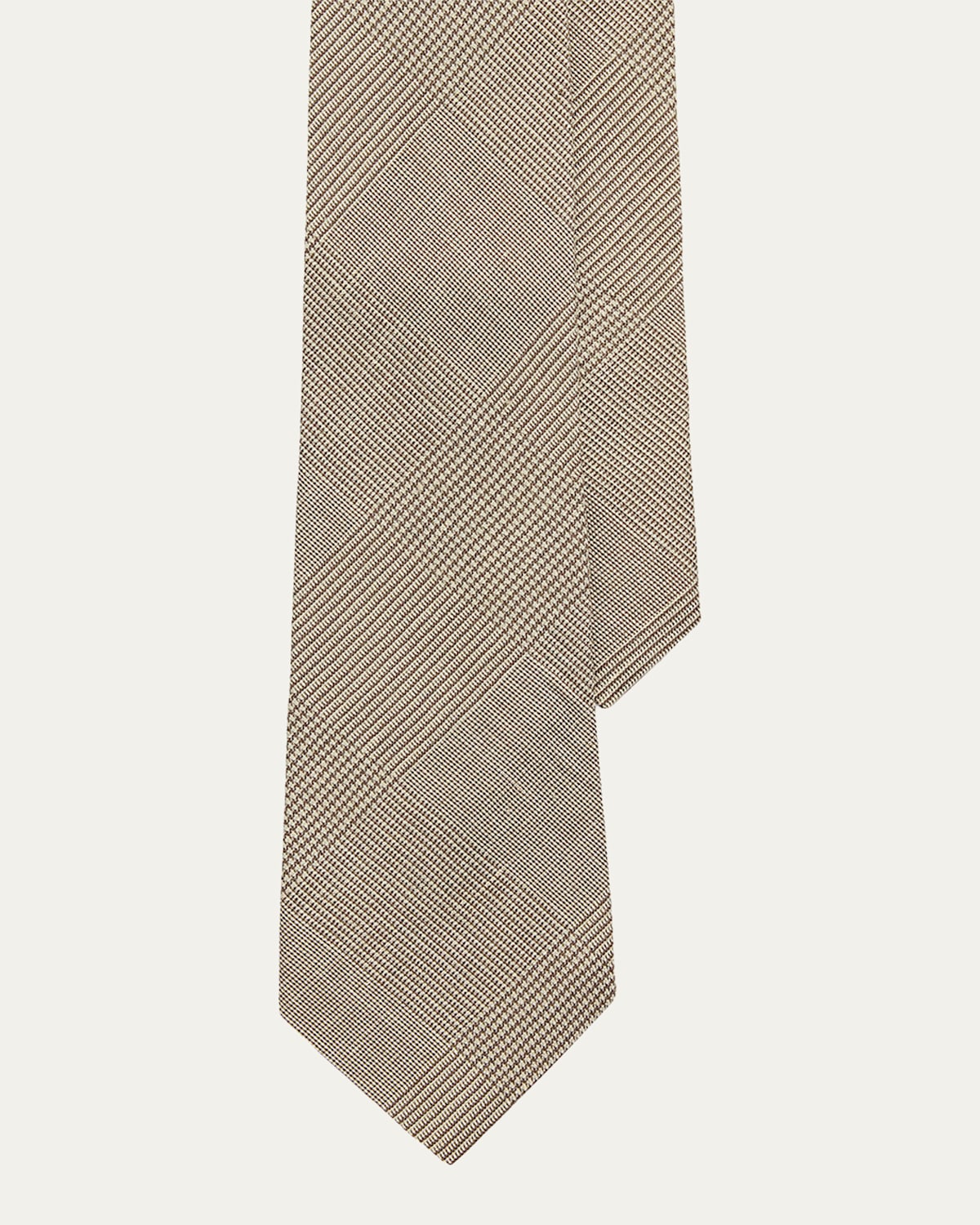 Ralph Lauren Men's Linen And Mulberry Silk Glen Plaid Tie In Brown