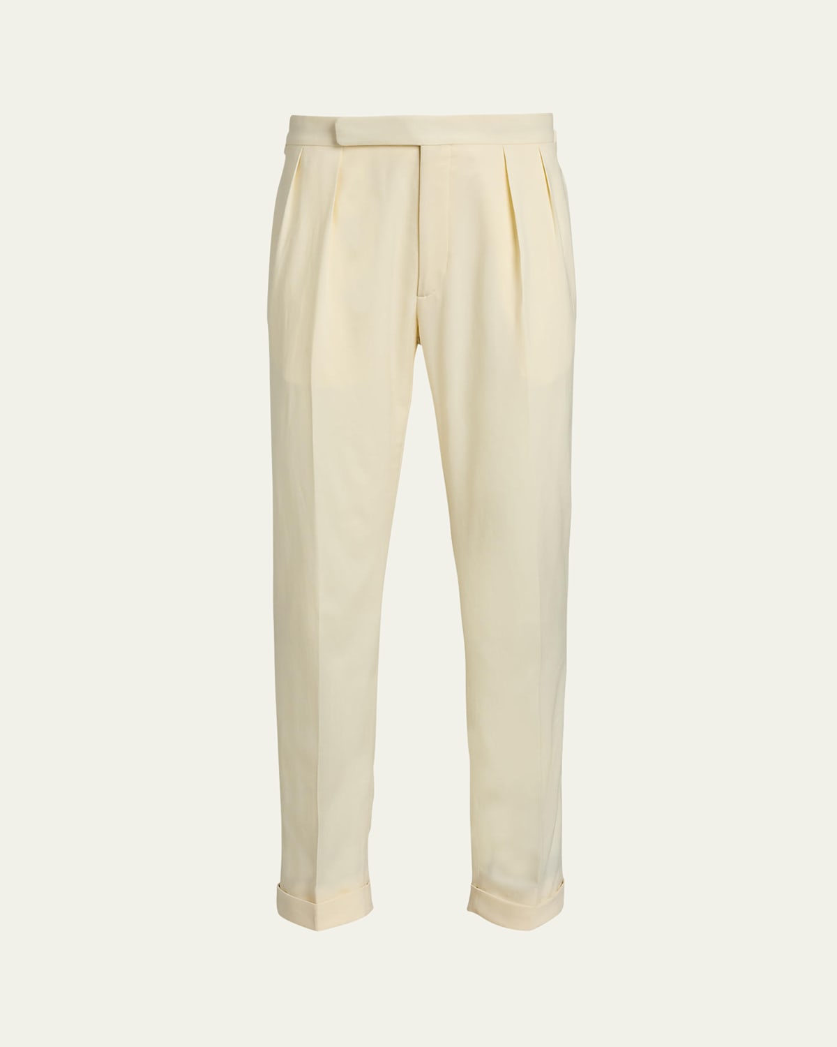 Ralph Lauren Men's Gregory Wool Double-pleated Trousers In White