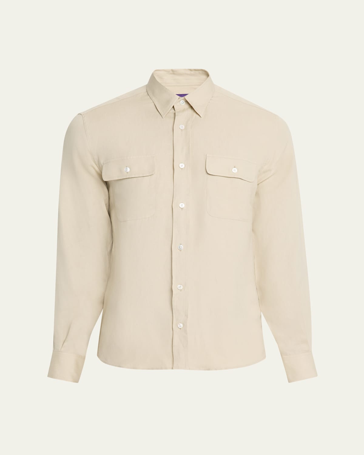 Ralph Lauren Men's Silk And Linen Button-down Shirt In Neutral