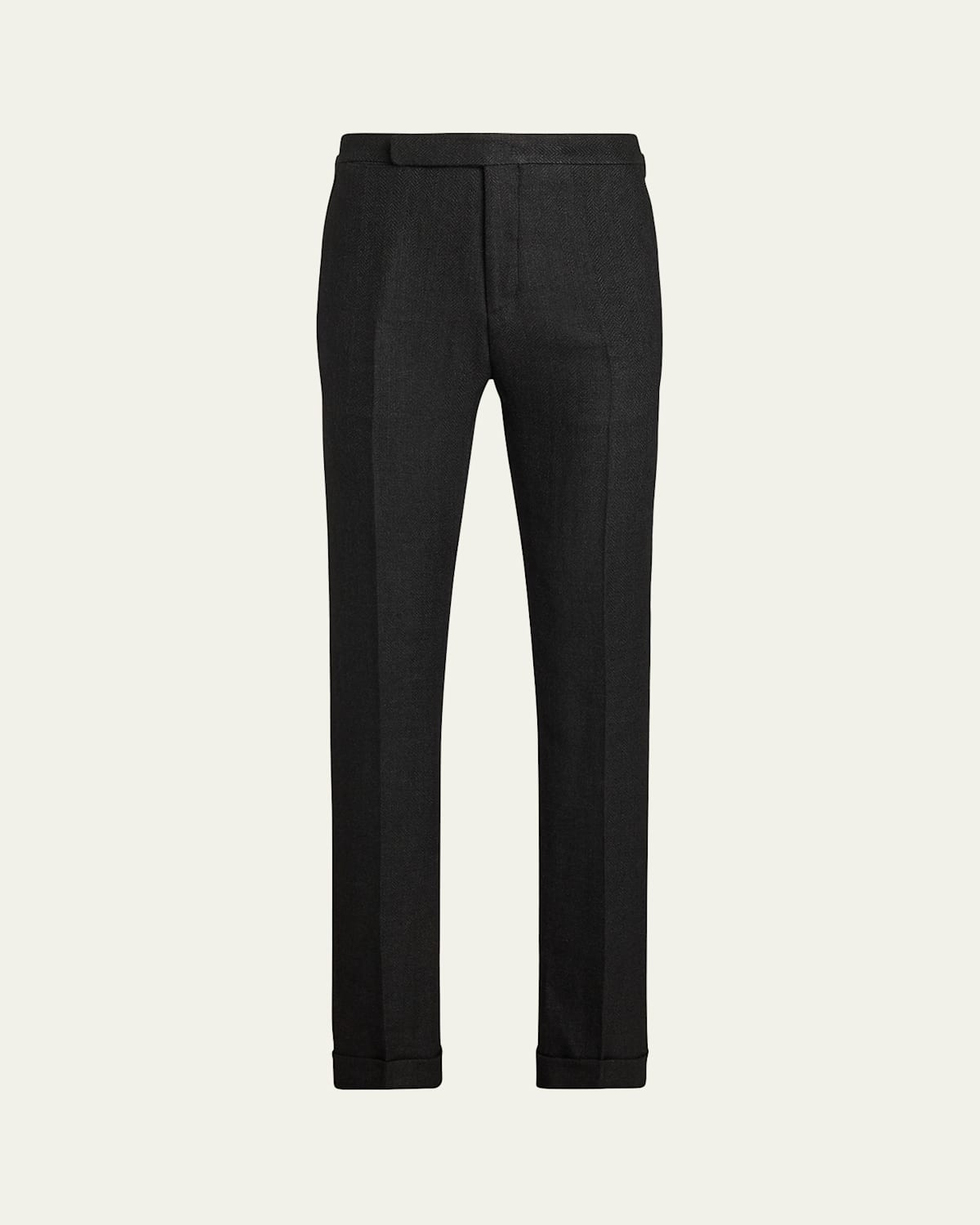 Ralph Lauren Men's Gregory Slim Flat-front Trousers In Black