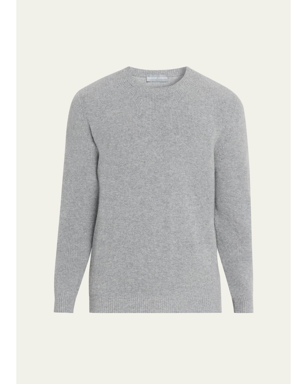 Men'S Cashmere Fisherman Rib Crewneck Sweater