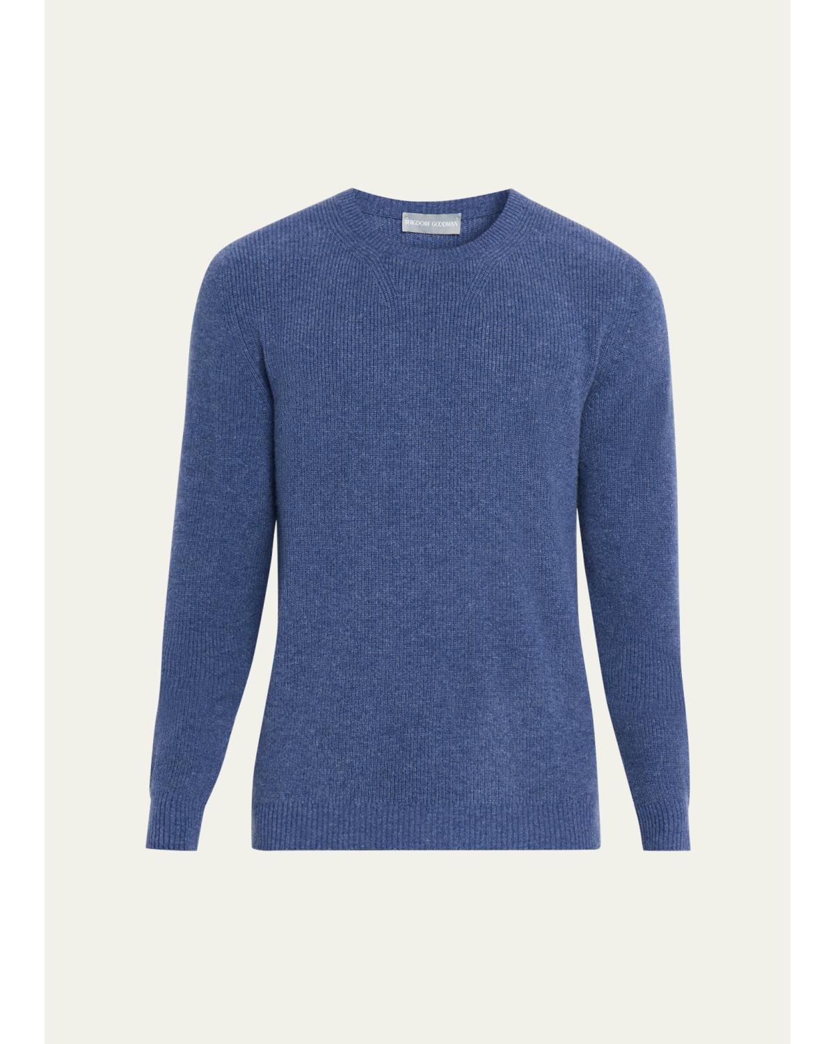 Men'S Cashmere Fisherman Rib Crewneck Sweater