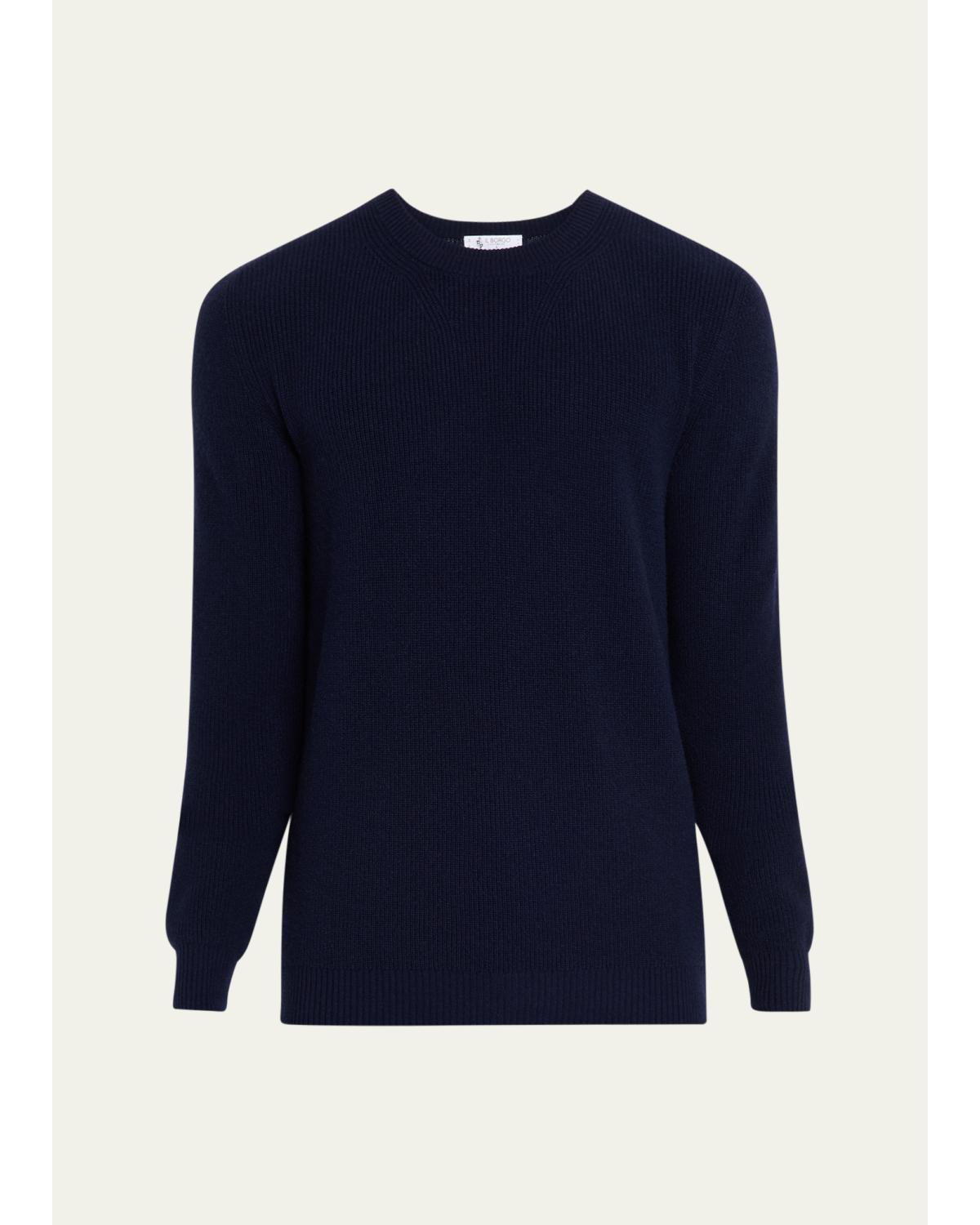 Men'S Cashmere Fisherman Rib Crewneck Sweater