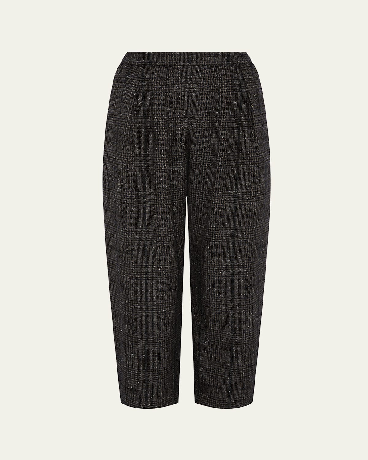 Eskandar Cropped Flat Front Pleated Trousers In Black