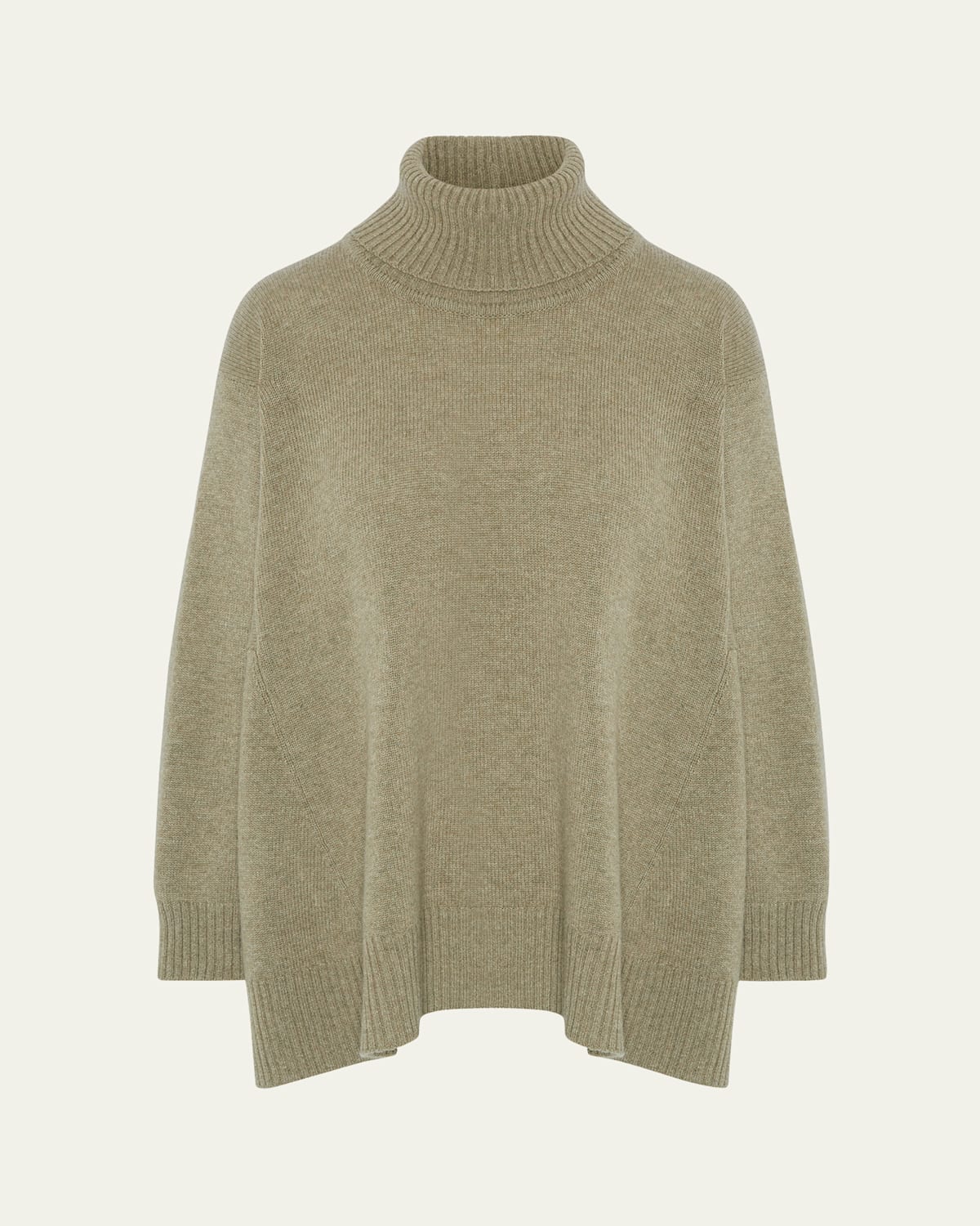 Eskandar Panelled A-line Roll Neck Sweater (mid Plus Length) In Green