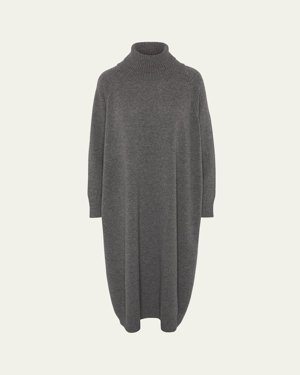 Eskandar Wide Raglan Sleeve Roll Neck Dress In Gray