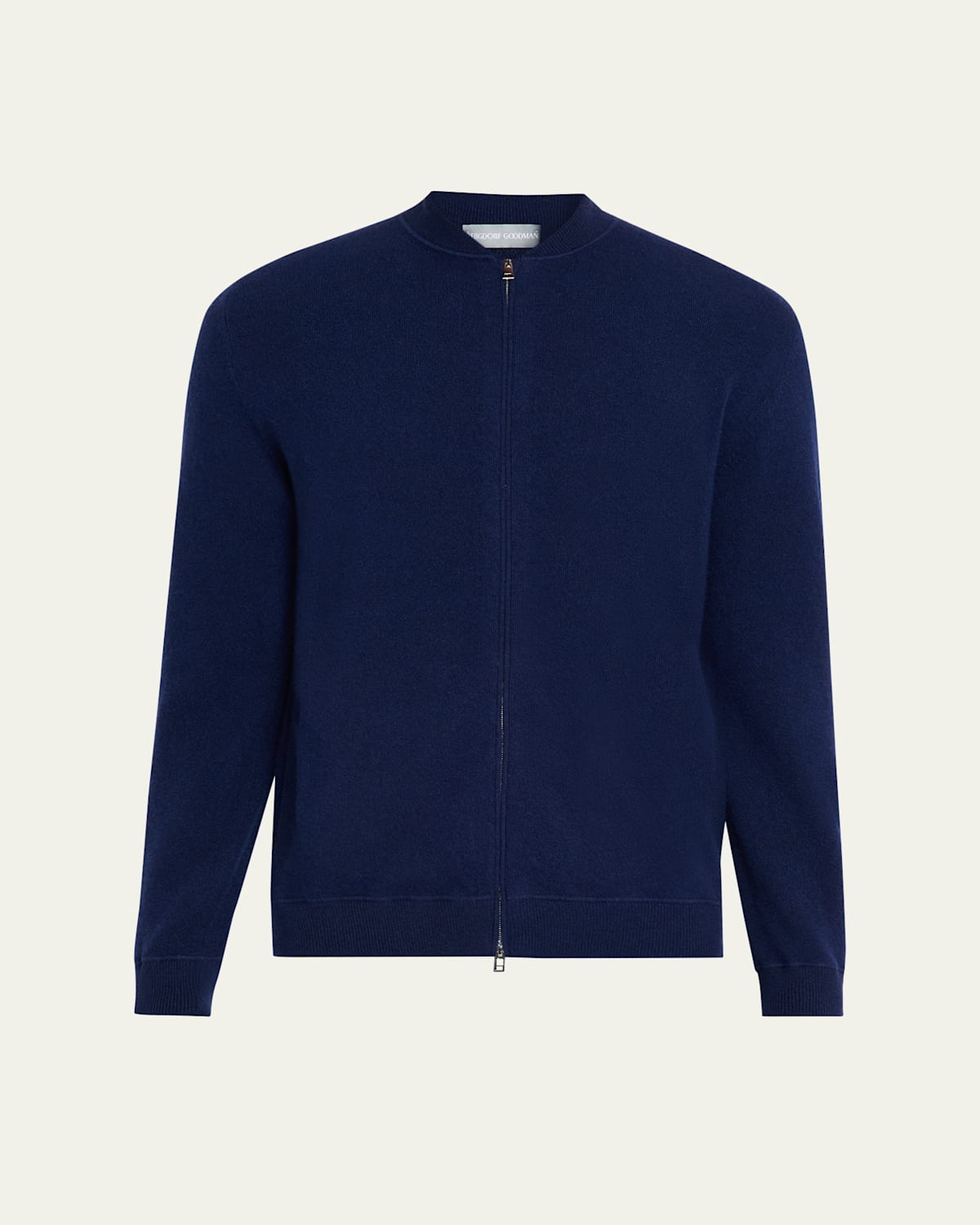 Bergdorf Goodman Men's Wool Full-zip Baseball-collar Sweater In Blue
