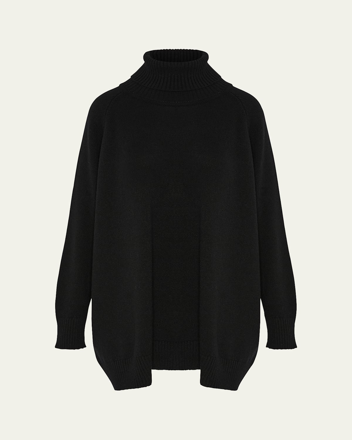 Eskandar Wide Raglan Sleeve Roll Neck Sweater (long Length) In Black