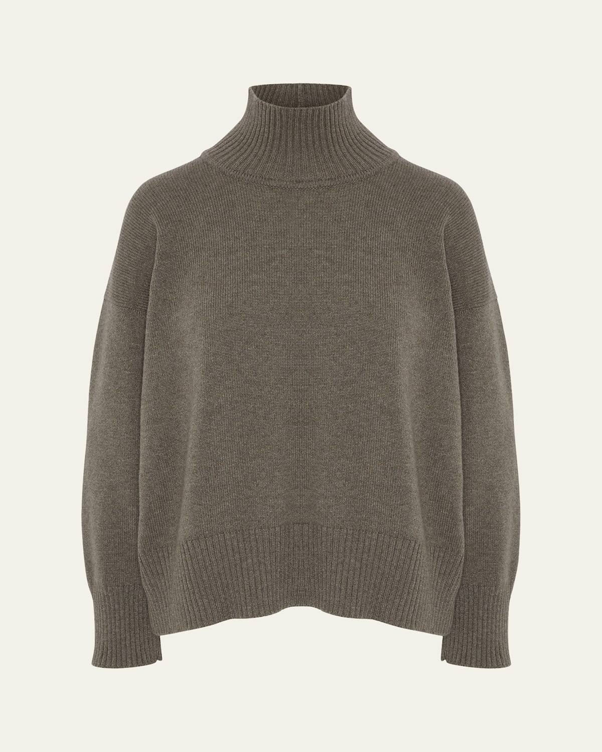 Eskandar Small Long Sleeve High Neck Sweater (mid Length) In Brown