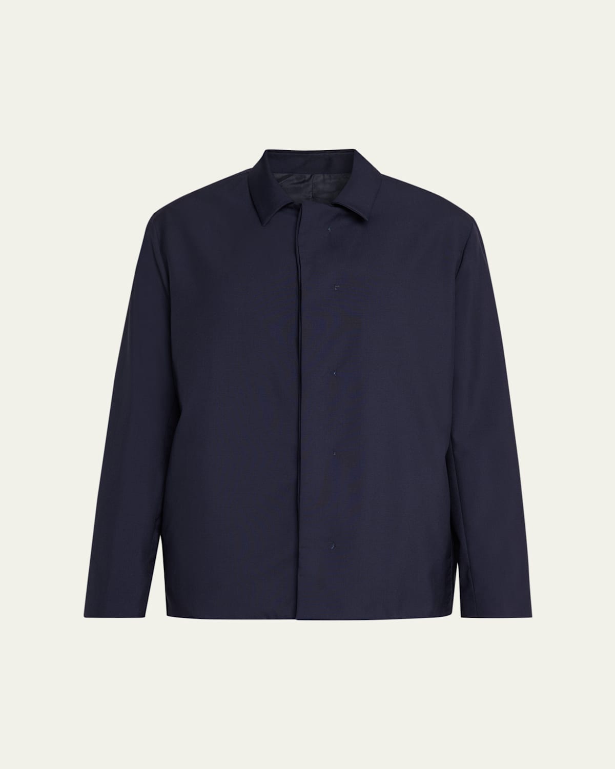 Knt Men's Wool Hidden Button-front Bomber Jacket In Blue