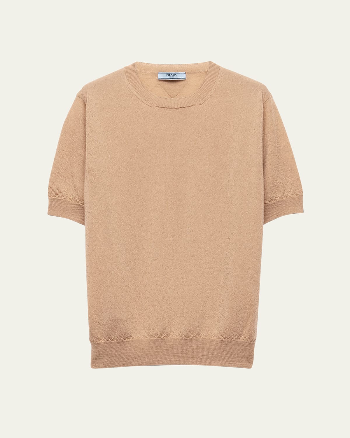 Prada Superfine Cashmere Short-sleeve Sweater In Animal Print