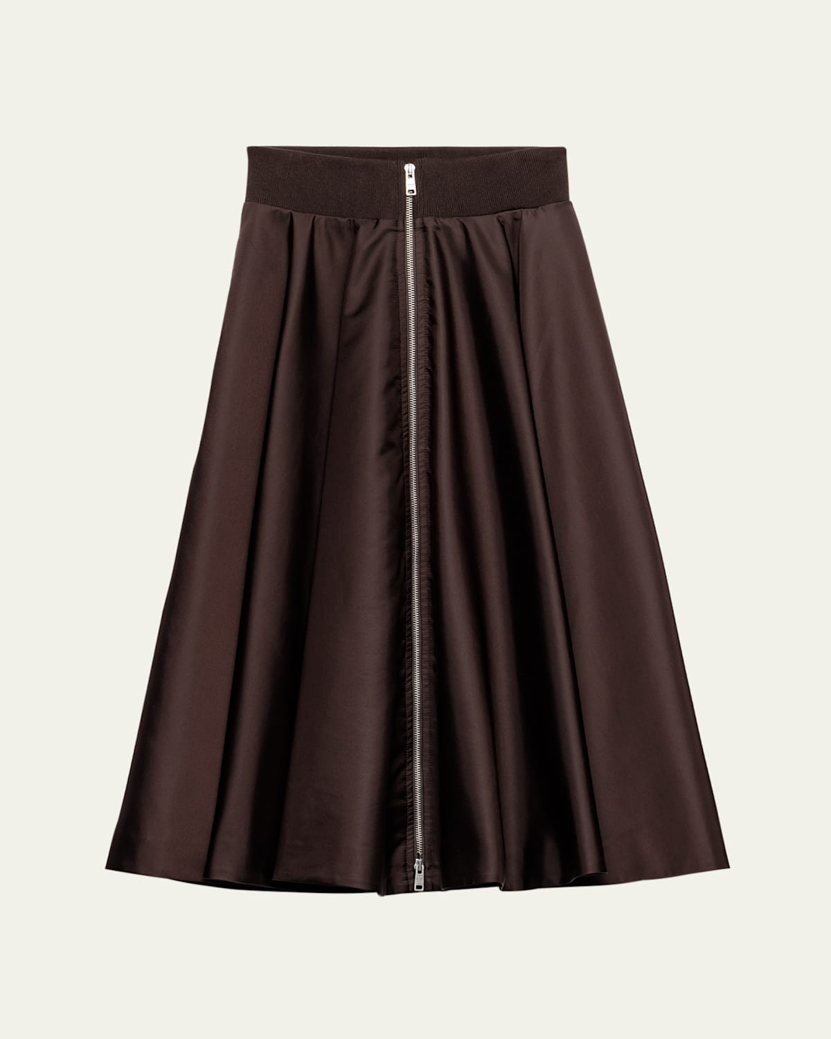 Prada Re-nylon Zip-front Midi Skirt In Brown
