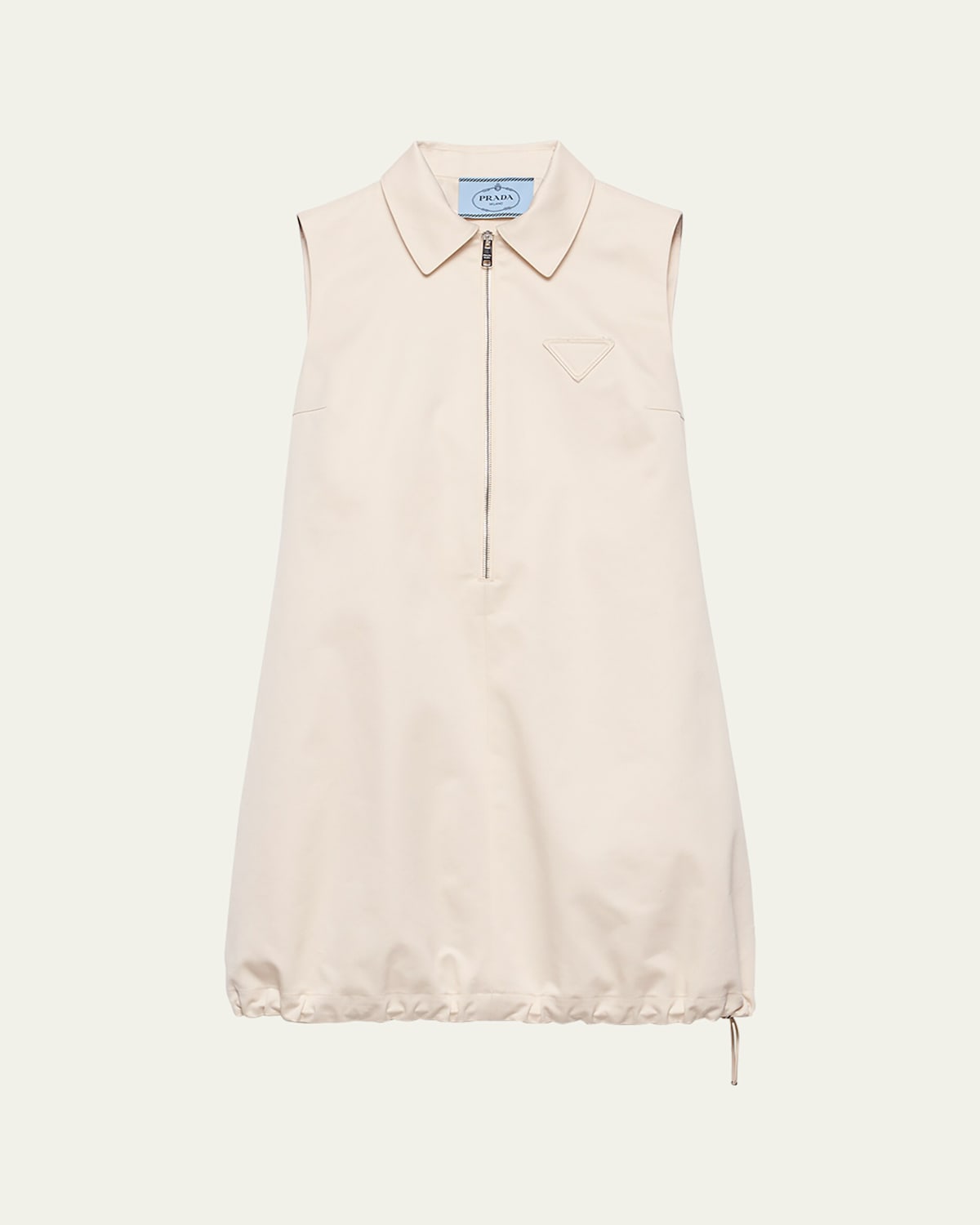 Prada Sleeveless Chino Drawstring Mini Dress In Neutral