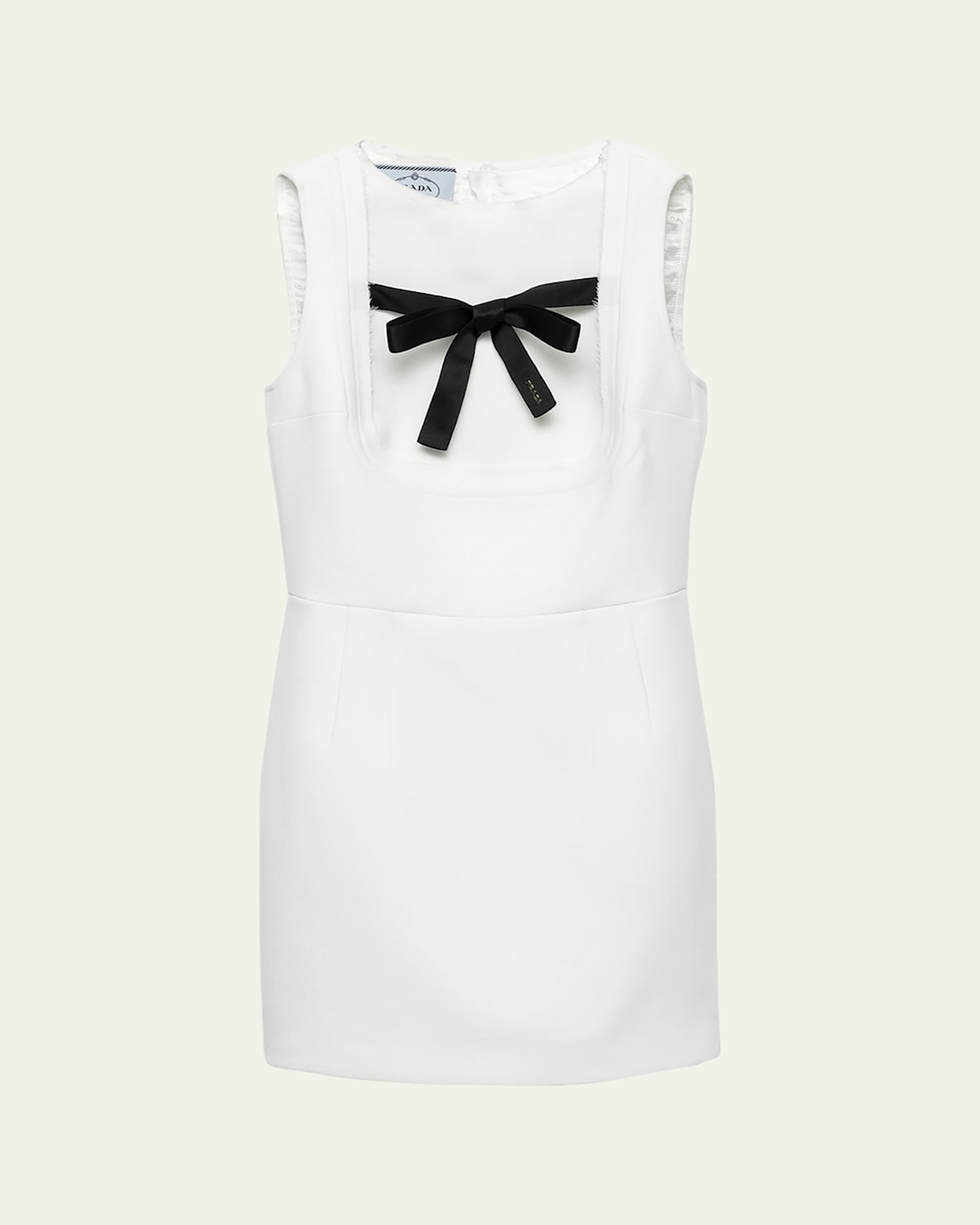 Prada Tela Natte Bow Sleeveless Mini Dress In White