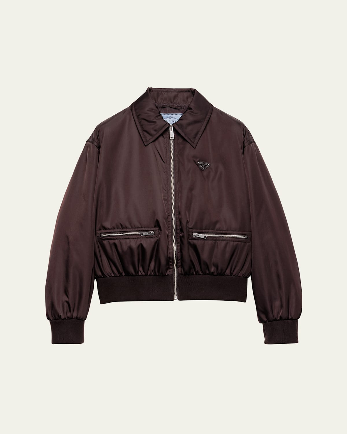 Prada Re-nylon Bomber Jacket In Brown